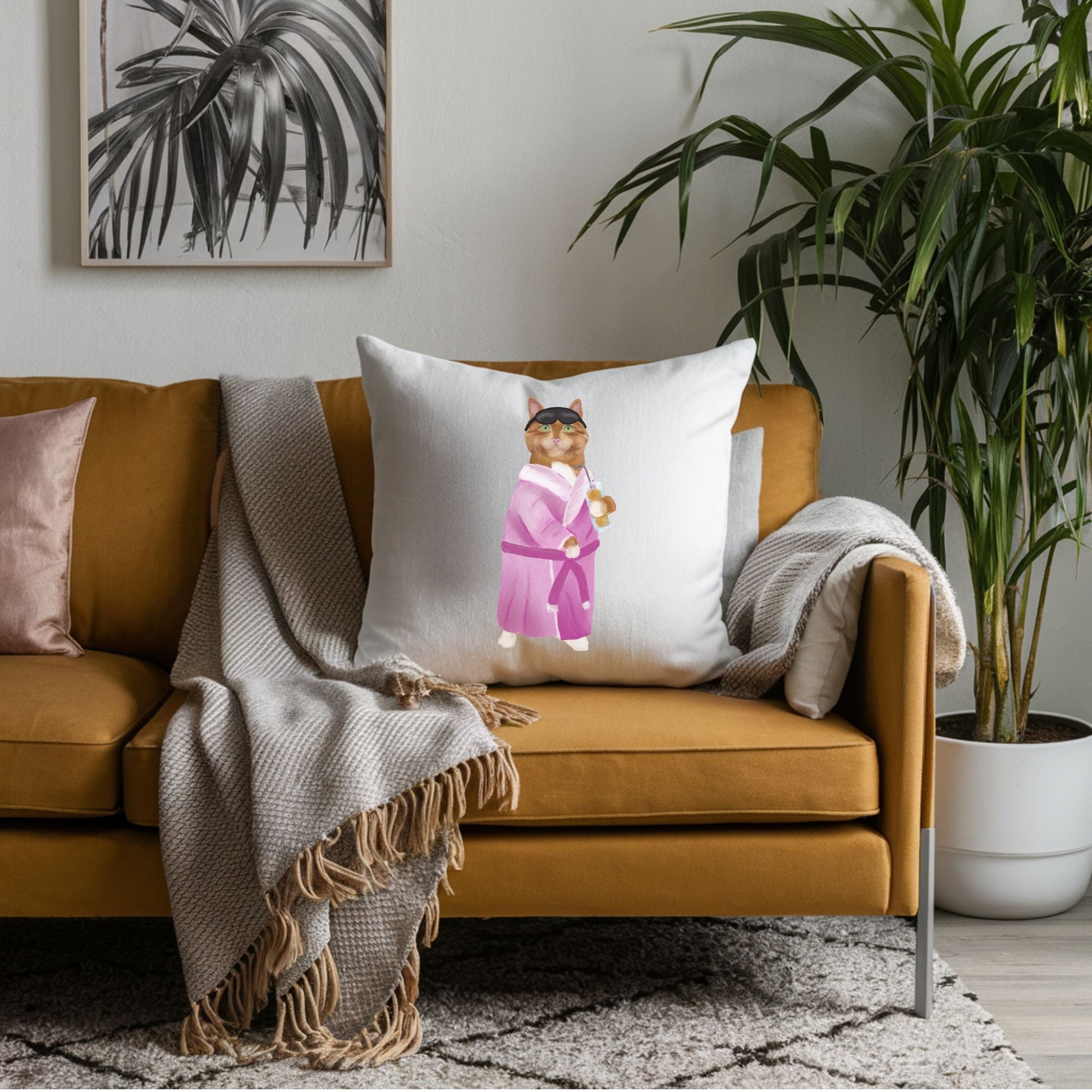 Spa Day Cat Pillow - MerikaArt