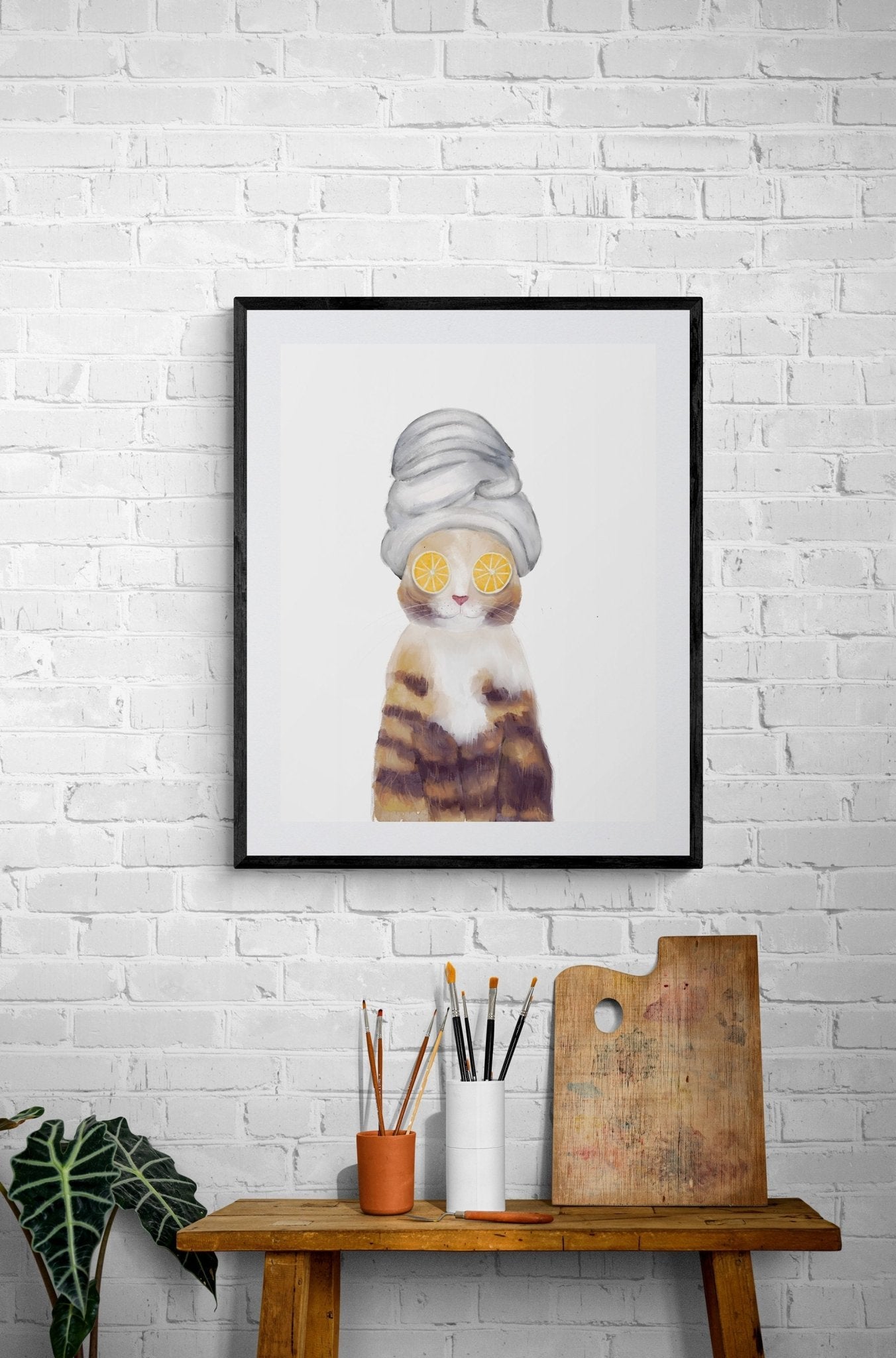 Spa Kitty Relaxing Cat Print - MerikaArt