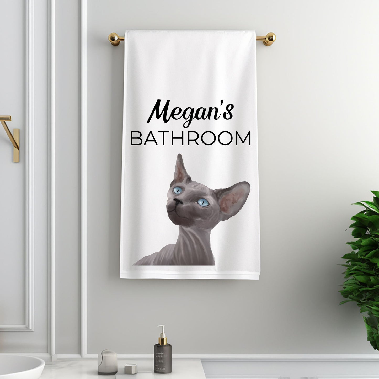 Sphynx Cat Bathroom Towel - MerikaArt
