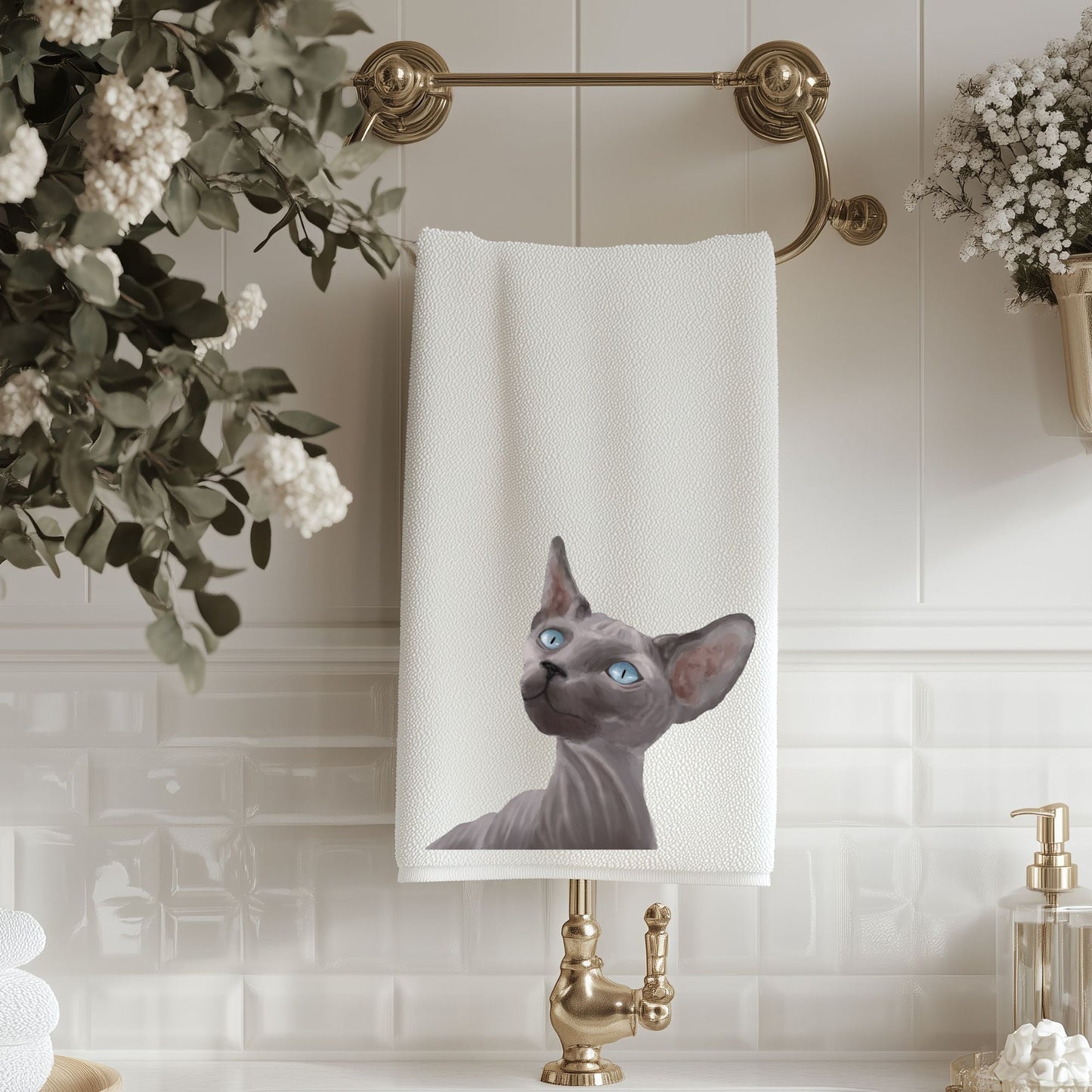 Sphynx Cat Bathroom Towel - MerikaArt