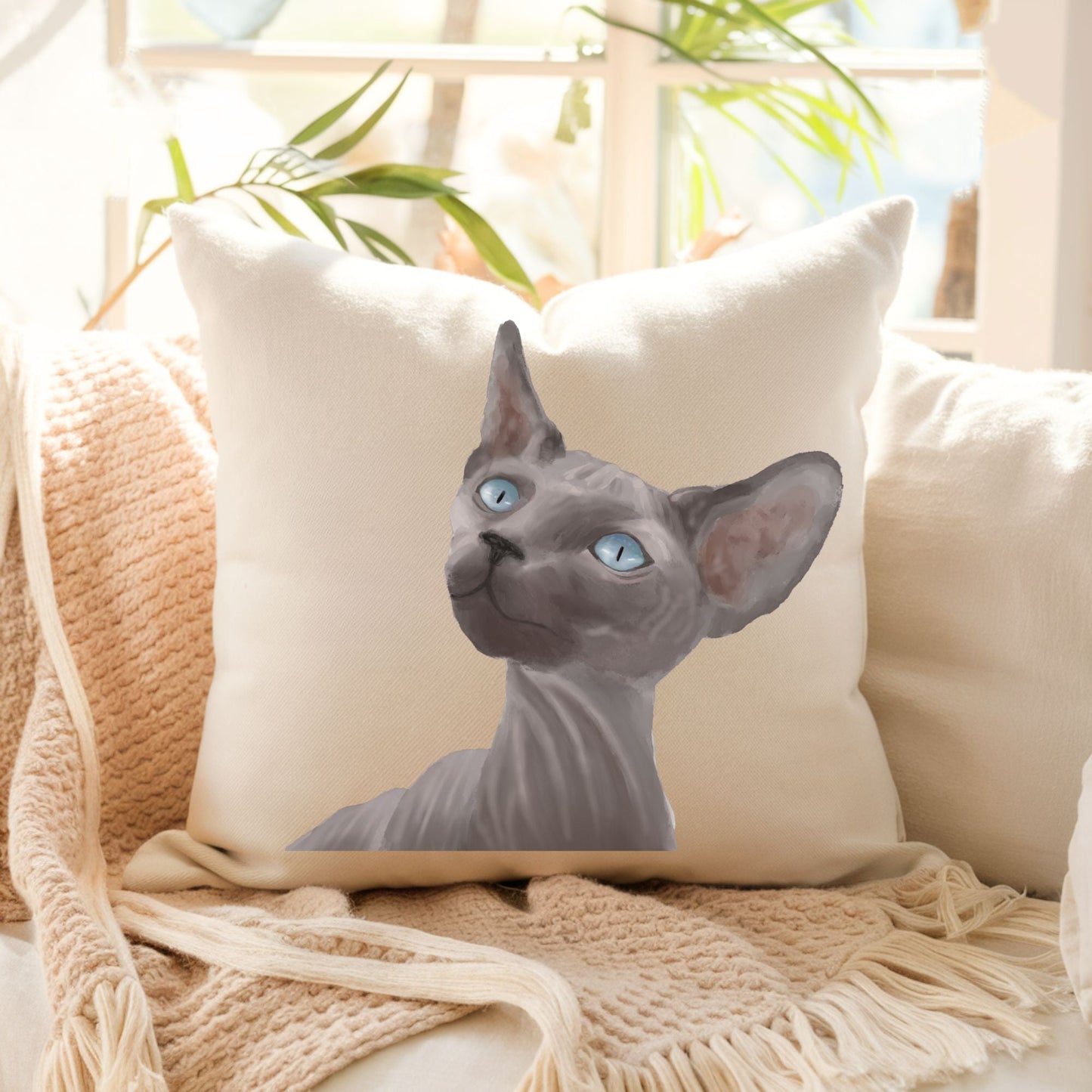 Sphynx Cat Pillow - MerikaArt