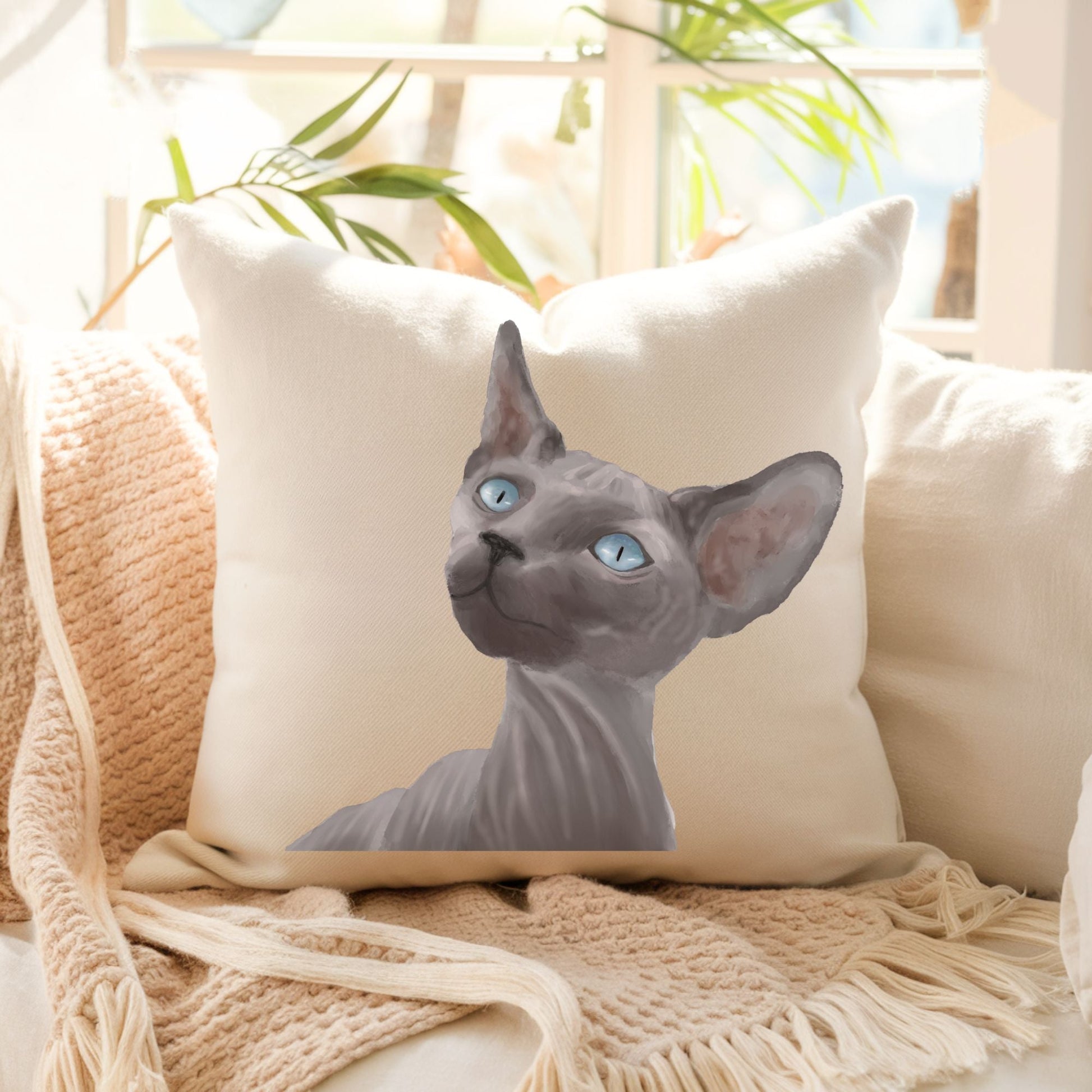 Sphynx Cat Pillow - MerikaArt