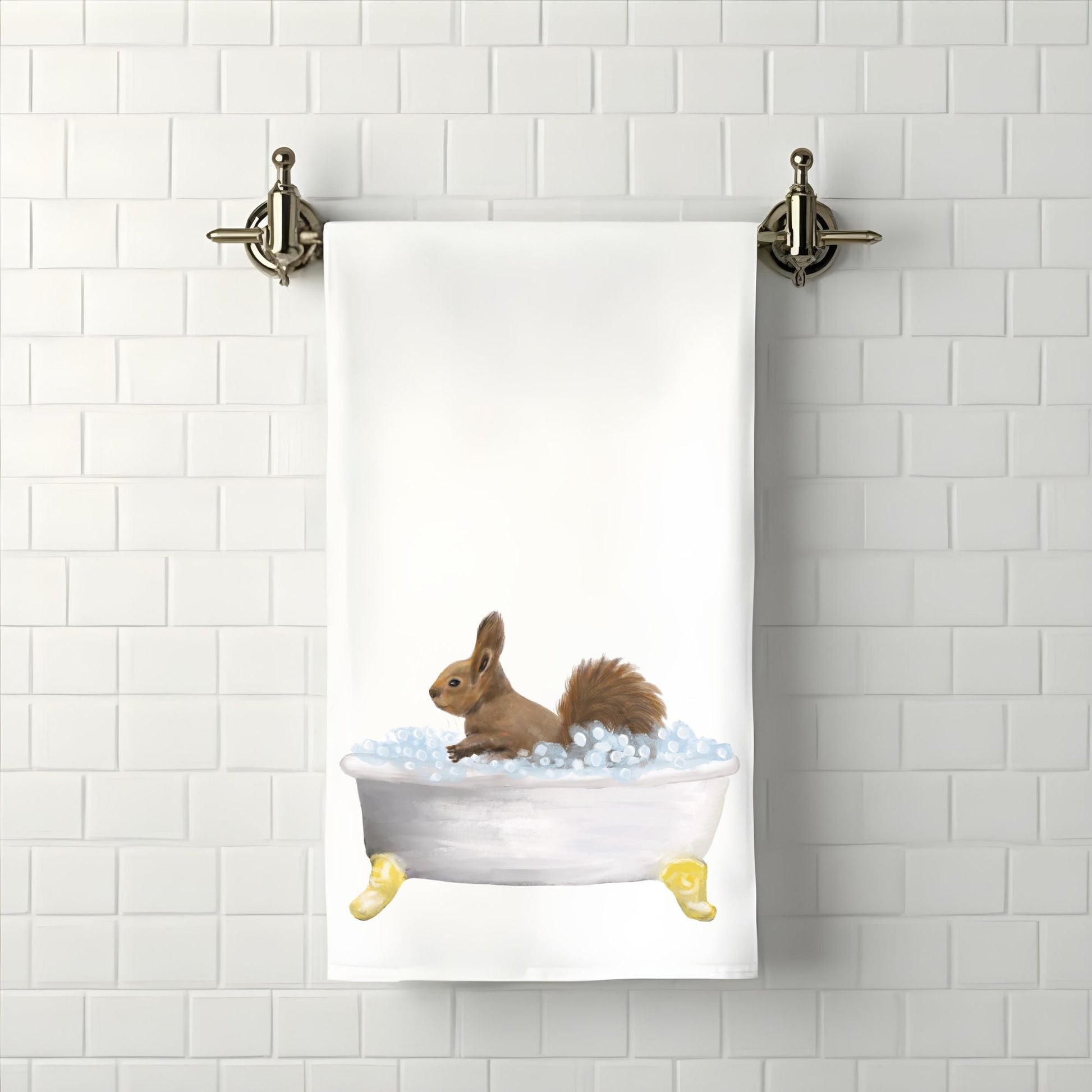 Squirrel in Bathtub Bathroom Towel - MerikaArt