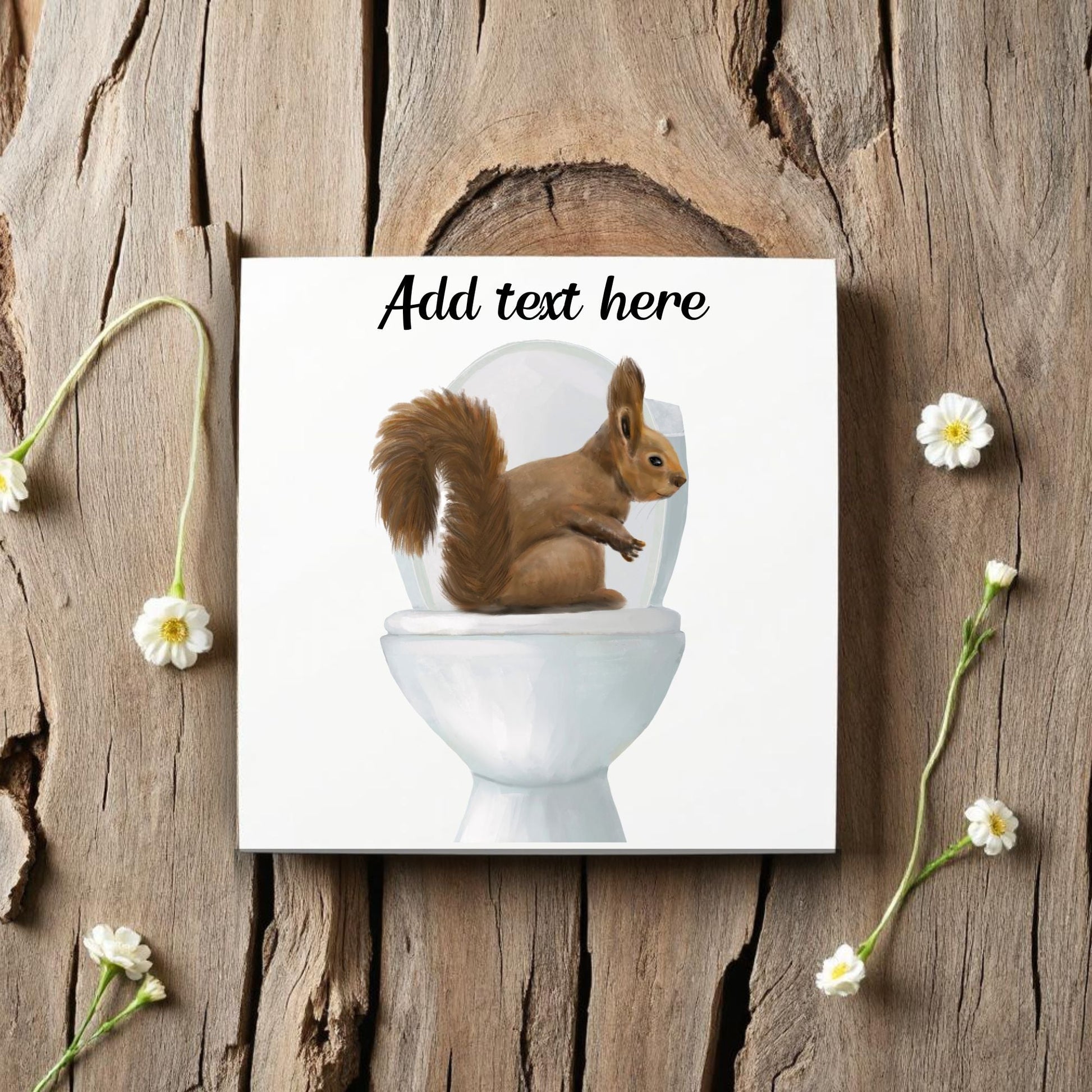 Squirrel on Toilet Ceramic Tile – Handcrafted Whimsical Decor - MerikaArt