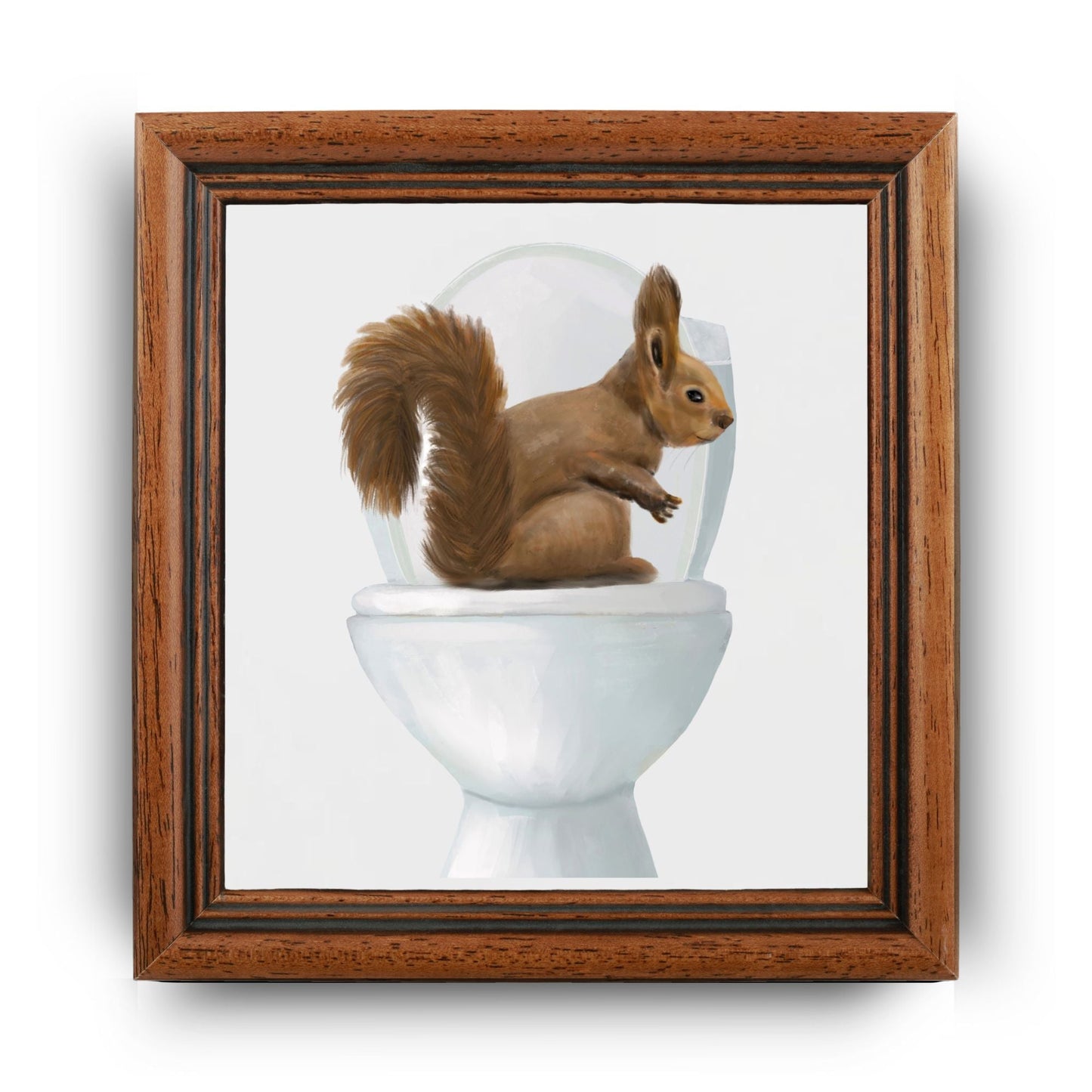 Squirrel on Toilet Ceramic Tile – Handcrafted Whimsical Decor - MerikaArt