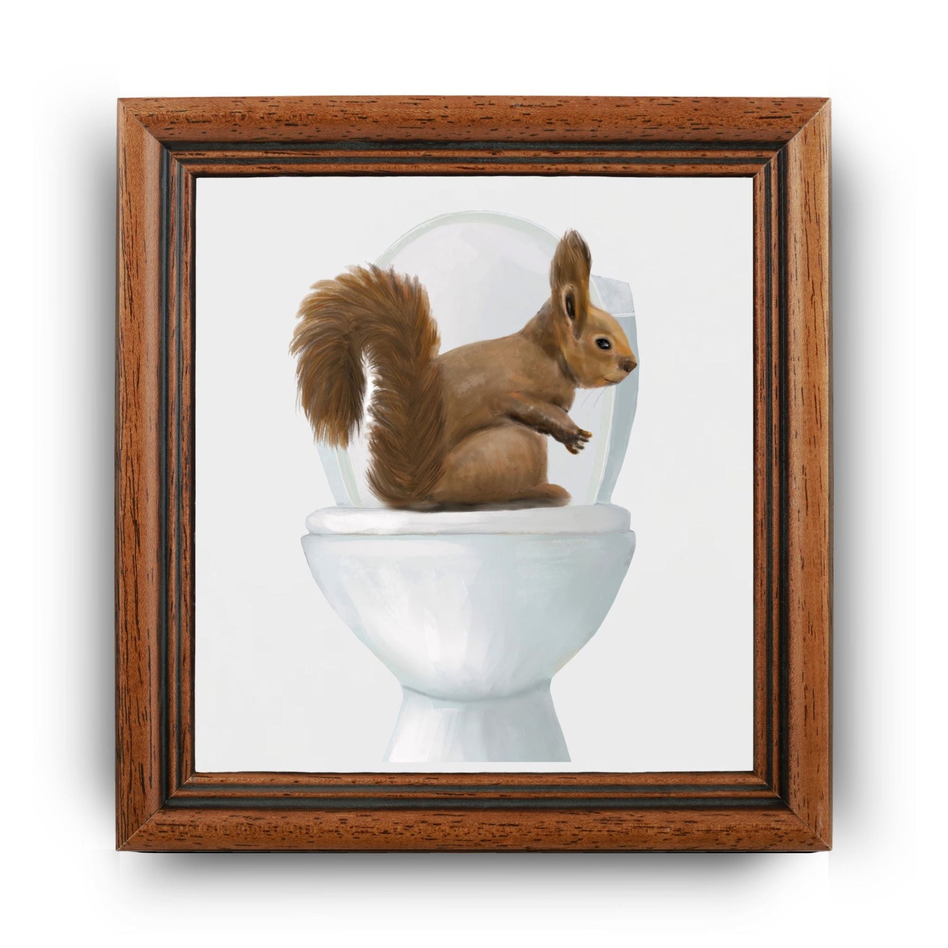 Squirrel on Toilet Ceramic Tile – Handcrafted Whimsical Decor - MerikaArt
