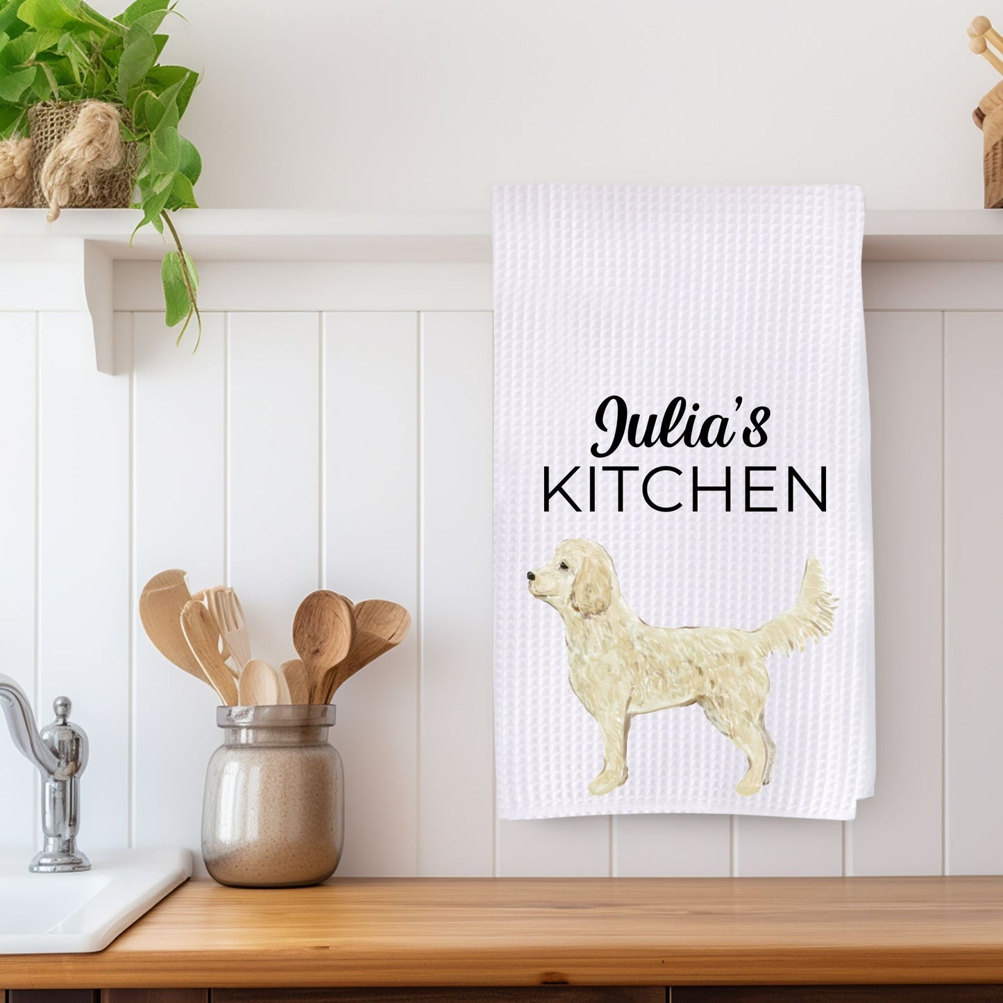 Standing Goldendoodle Kitchen Towel - MerikaArt