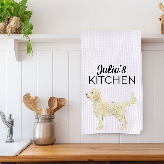 Standing Goldendoodle Kitchen Towel - MerikaArt