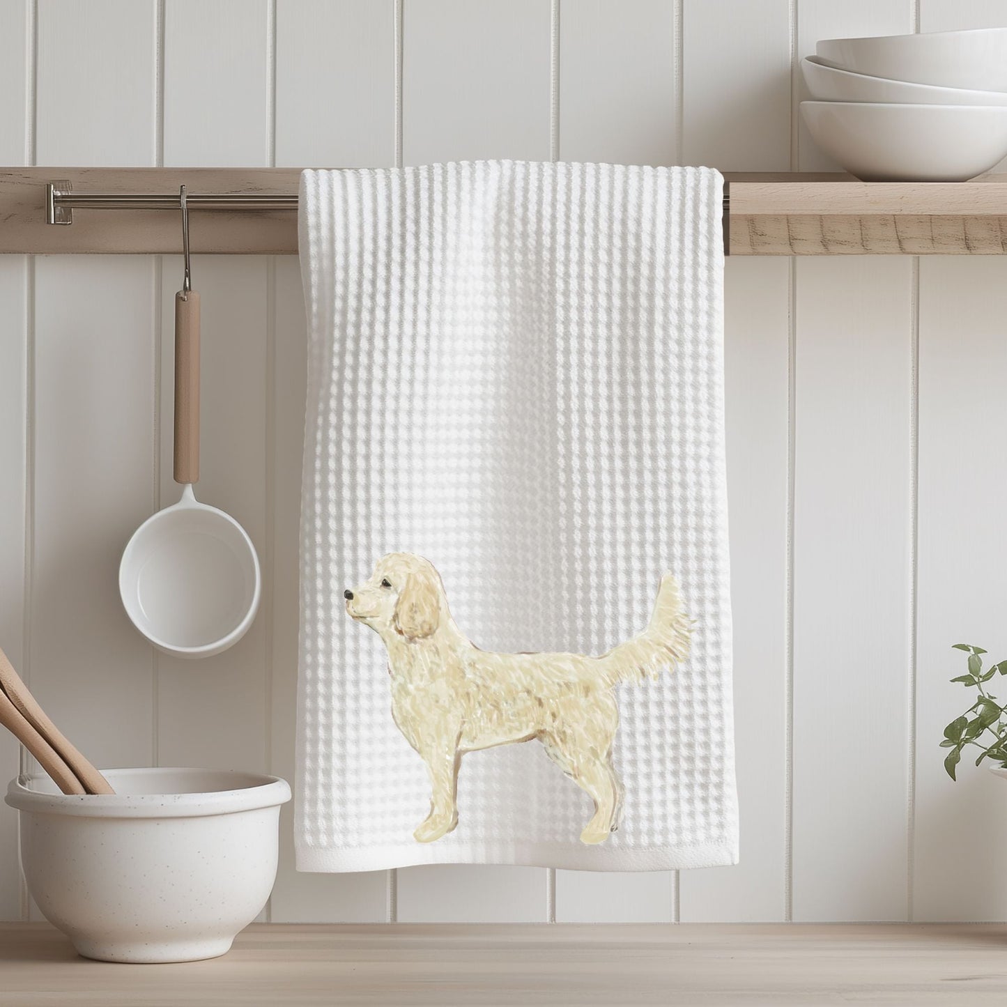 Standing Goldendoodle Kitchen Towel - MerikaArt