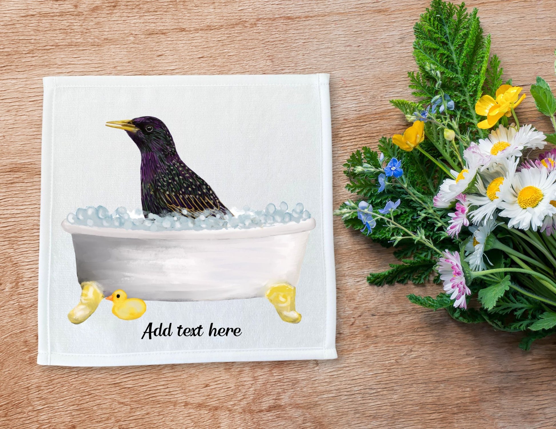 Starling Bubble Bath Washcloth - MerikaArt