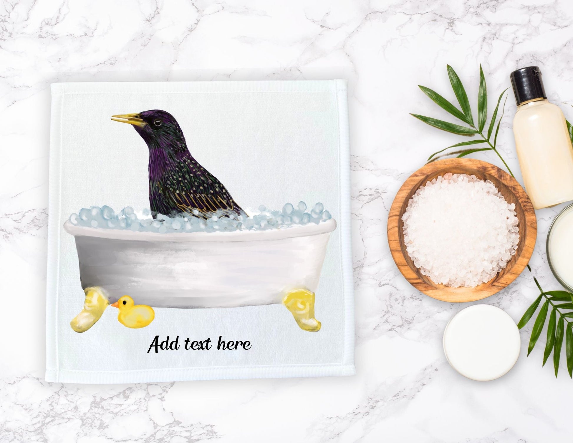 Starling Bubble Bath Washcloth - MerikaArt