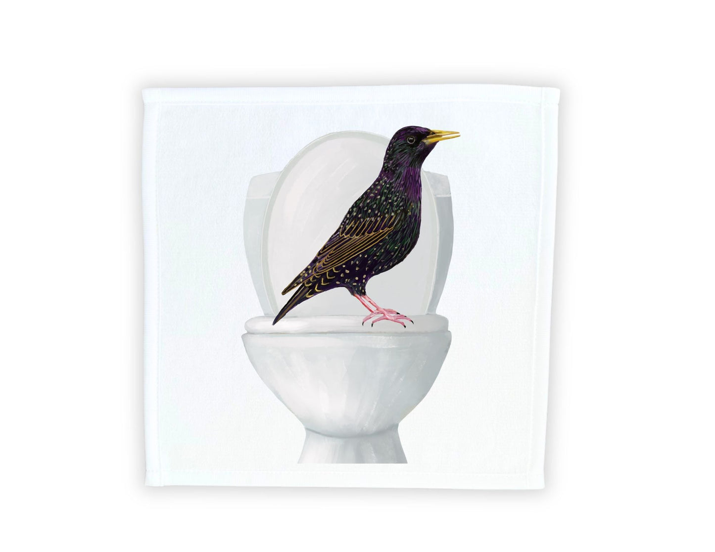 Starling on Toilet Washcloth - MerikaArt