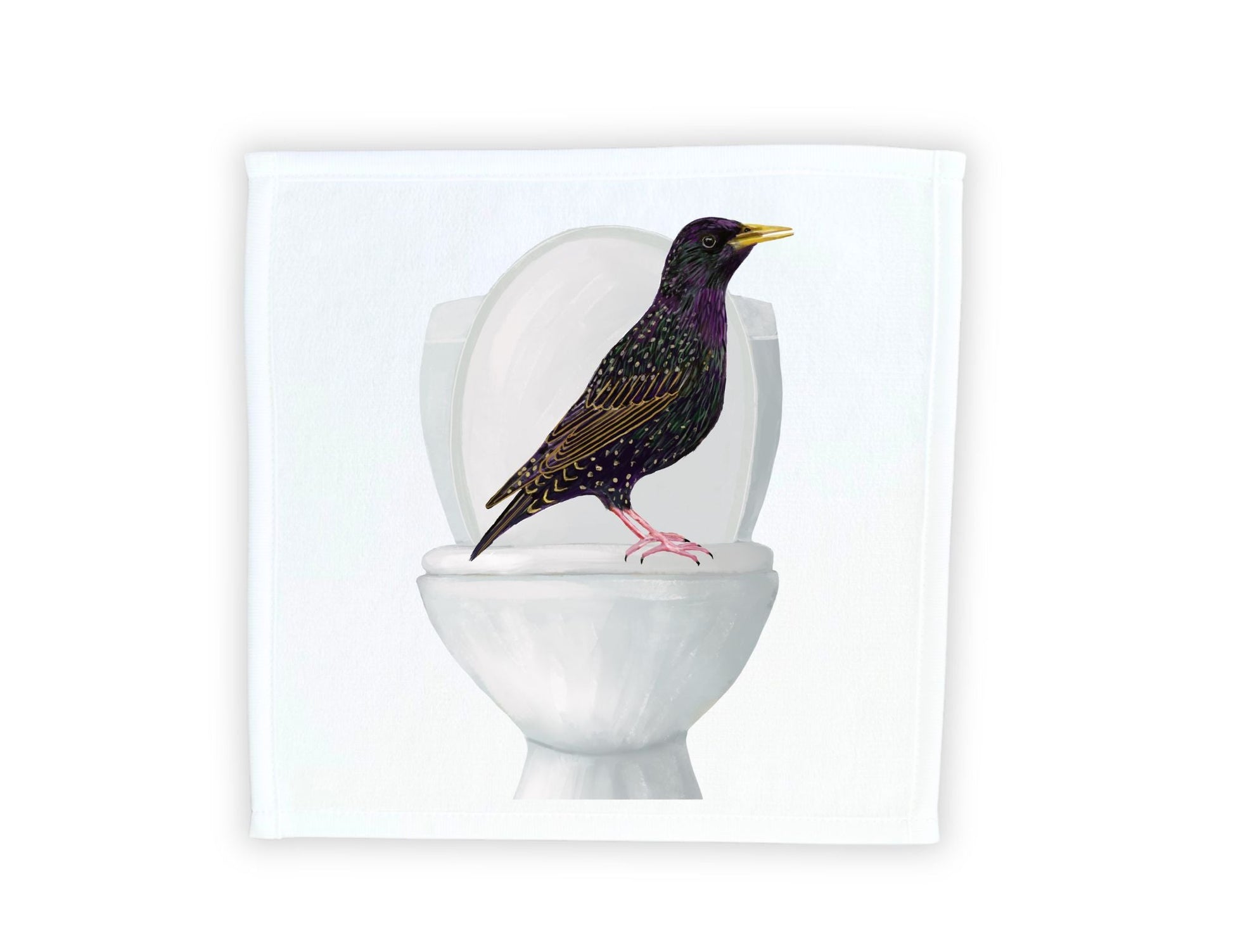 Starling on Toilet Washcloth - MerikaArt