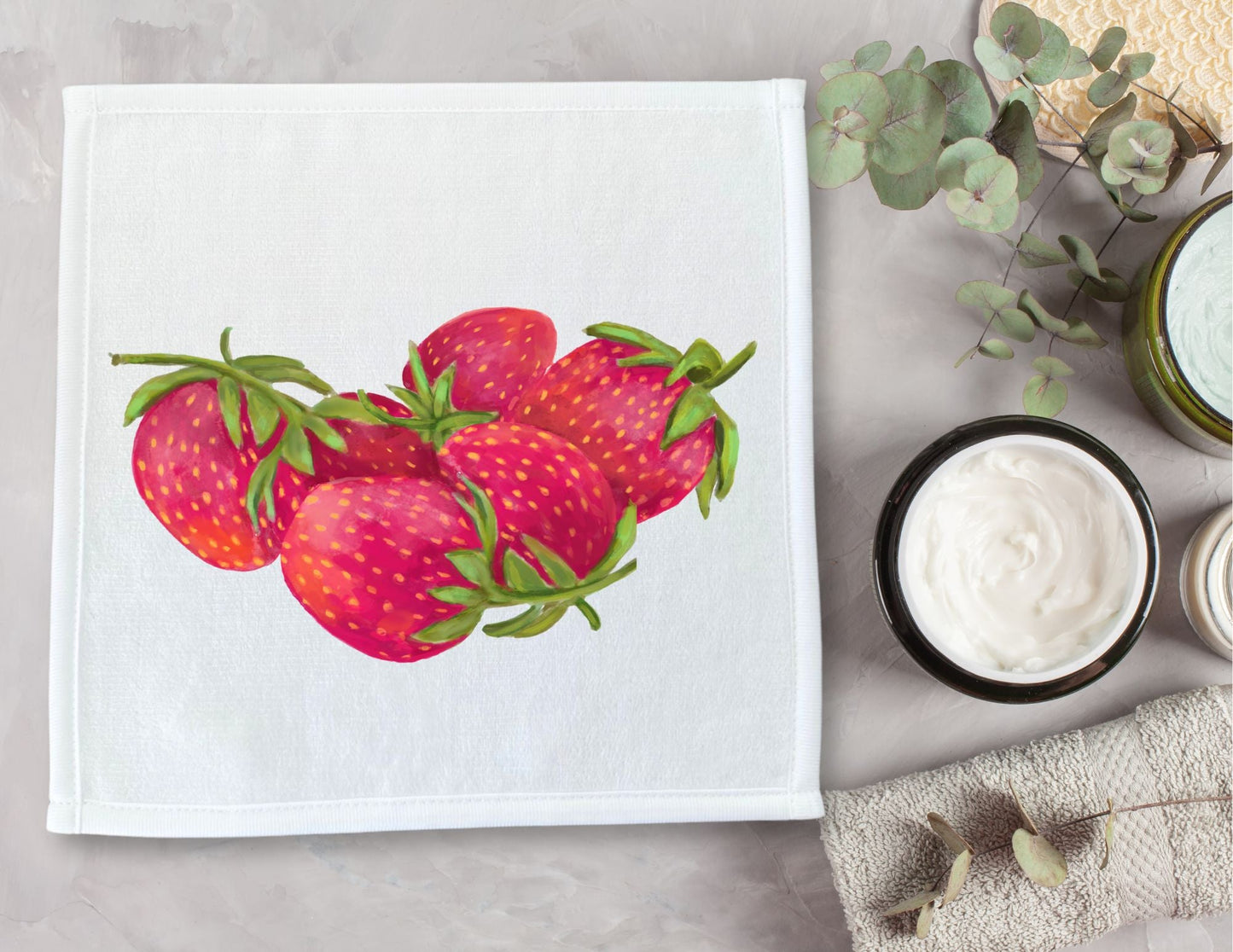 Strawberry Bliss Washcloth - MerikaArt