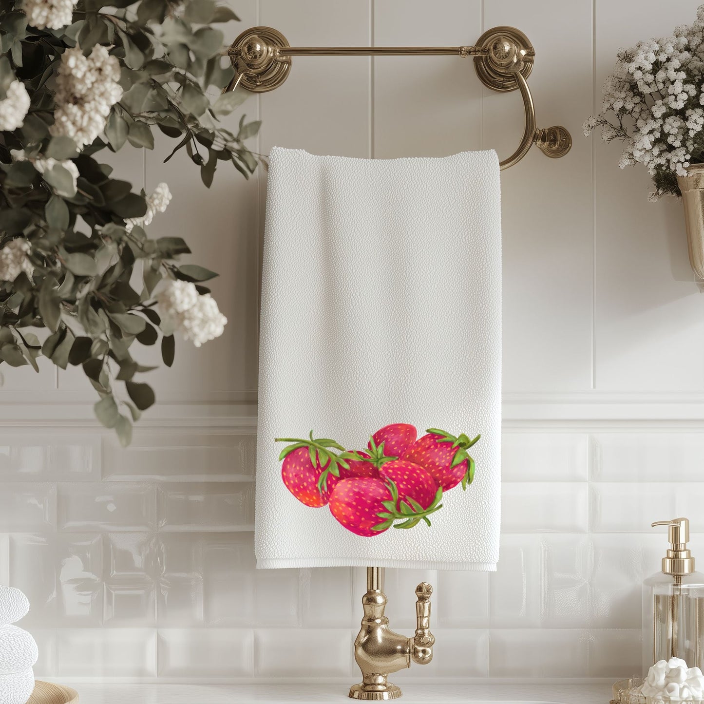 Strawberry Fruit Bathroom Towel - MerikaArt