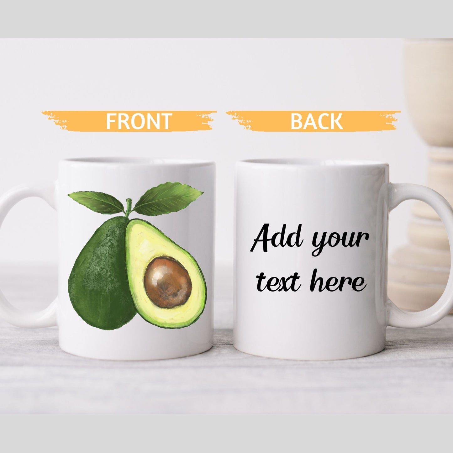 Stylish Avocado Mug with Fresh Fruit Art - MerikaArt