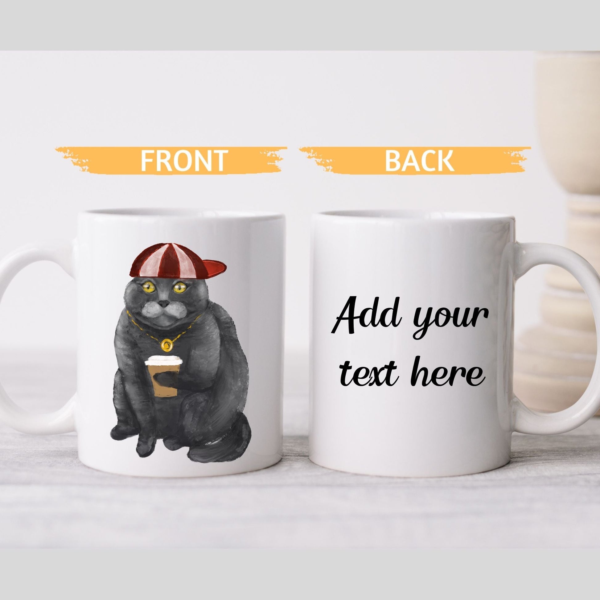 Stylish Cat with Coffee Ceramic Coffee Mug - MerikaArt