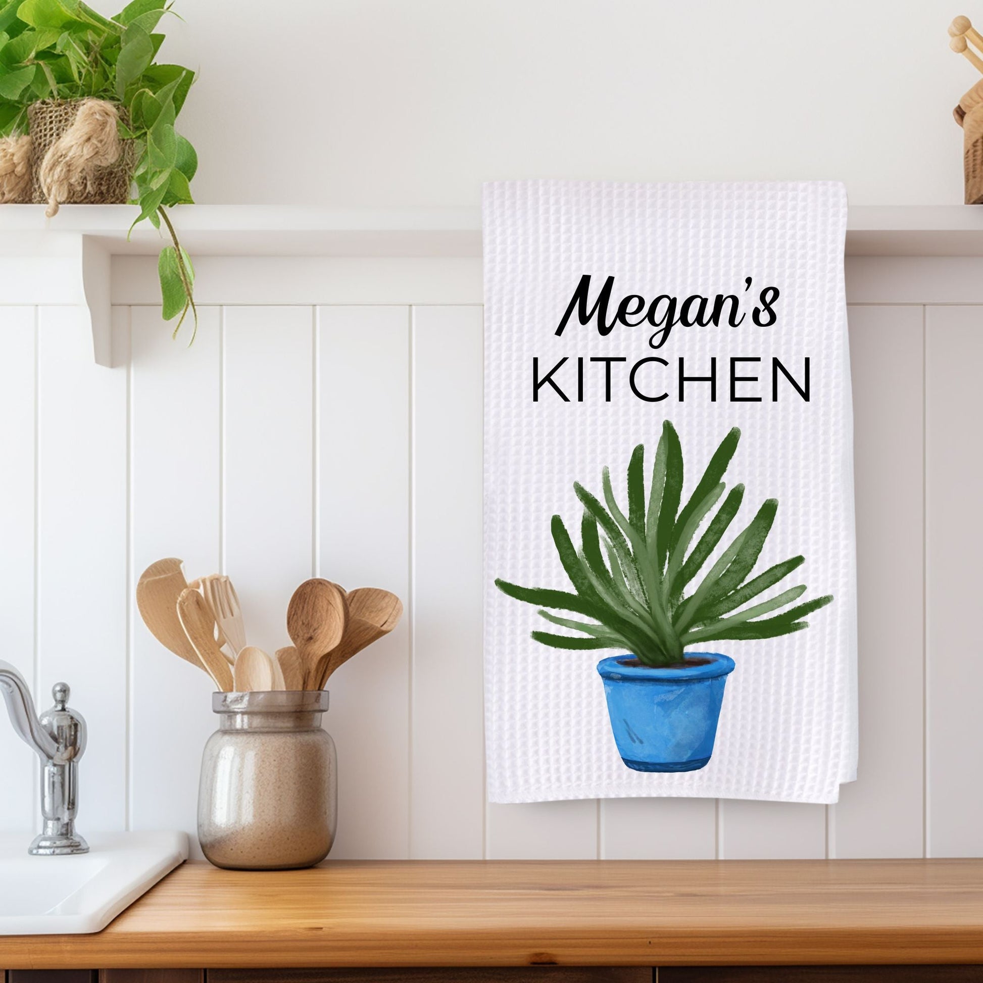 Succulent Kitchen Towel - MerikaArt