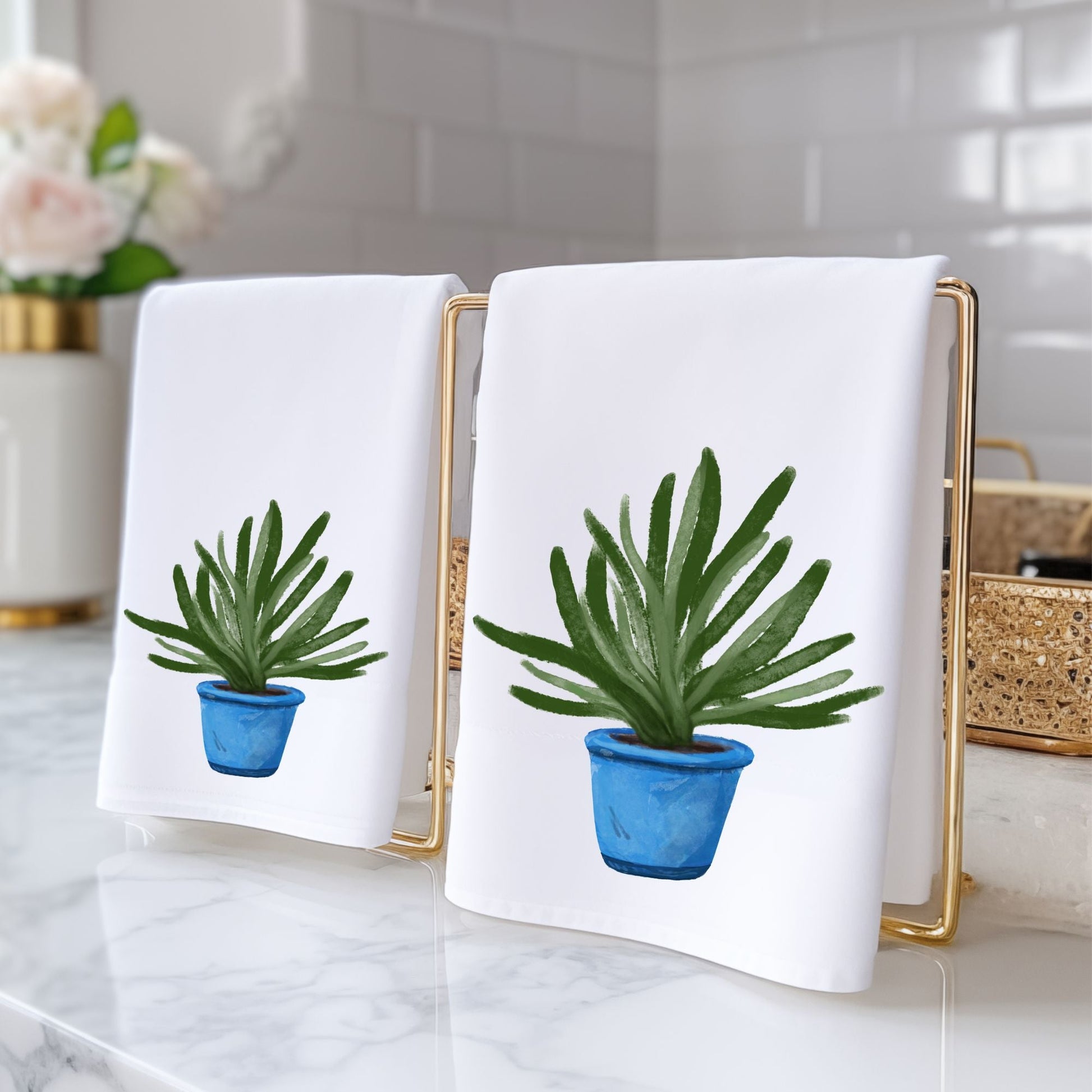 Succulent Plant Bathroom Towel - MerikaArt