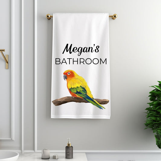 Sun Conure Bathroom Towel - MerikaArt