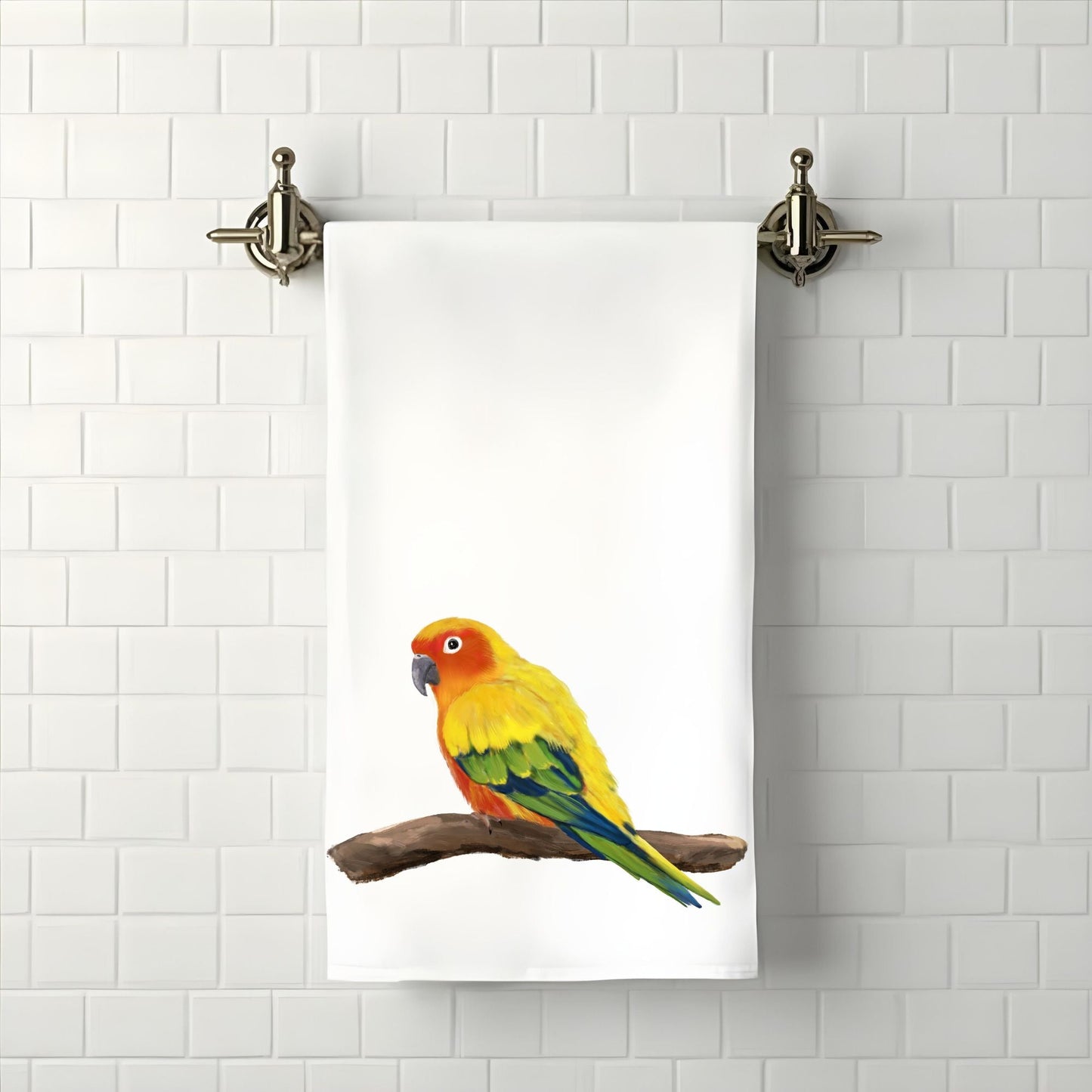 Sun Conure Bathroom Towel - MerikaArt