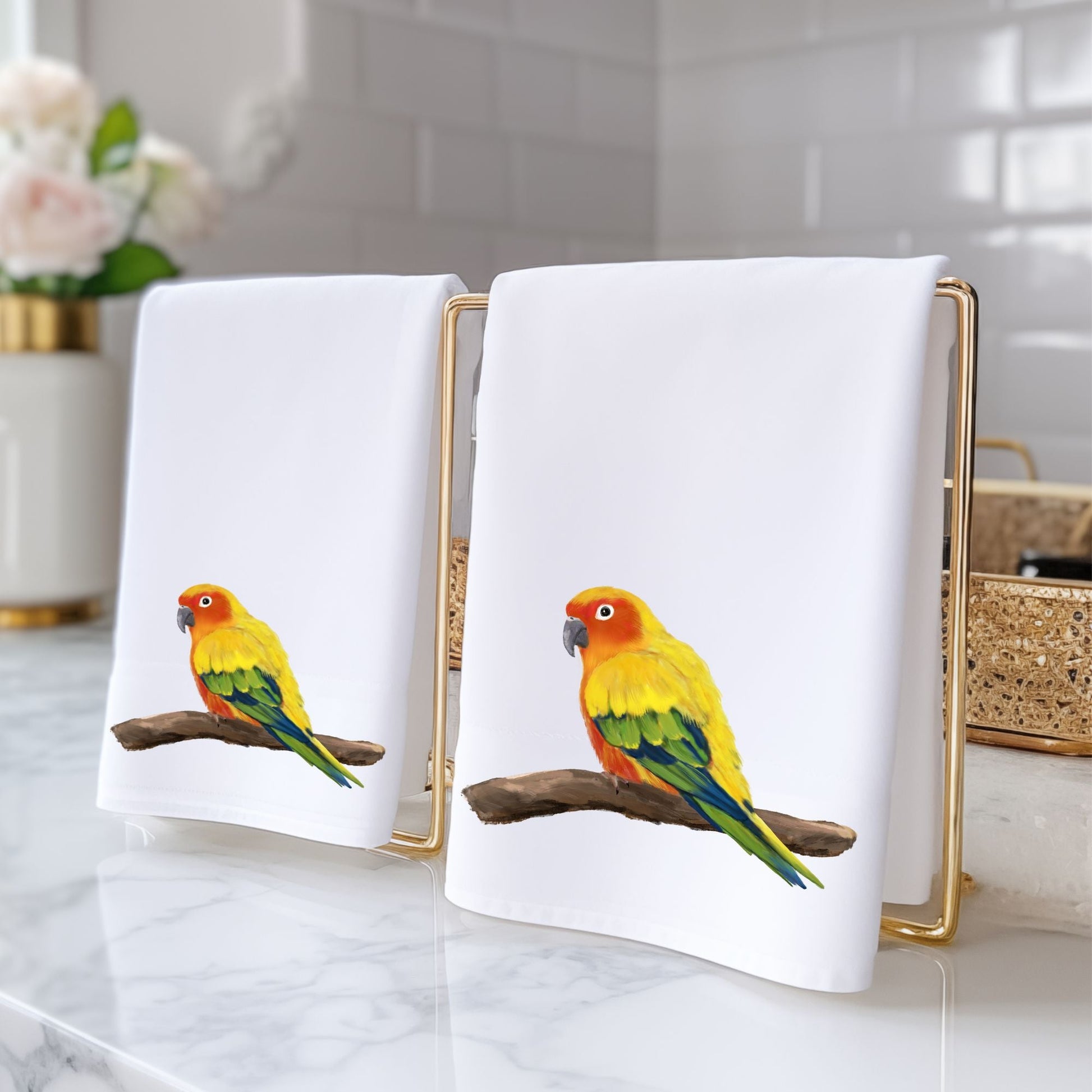 Sun Conure Bathroom Towel - MerikaArt