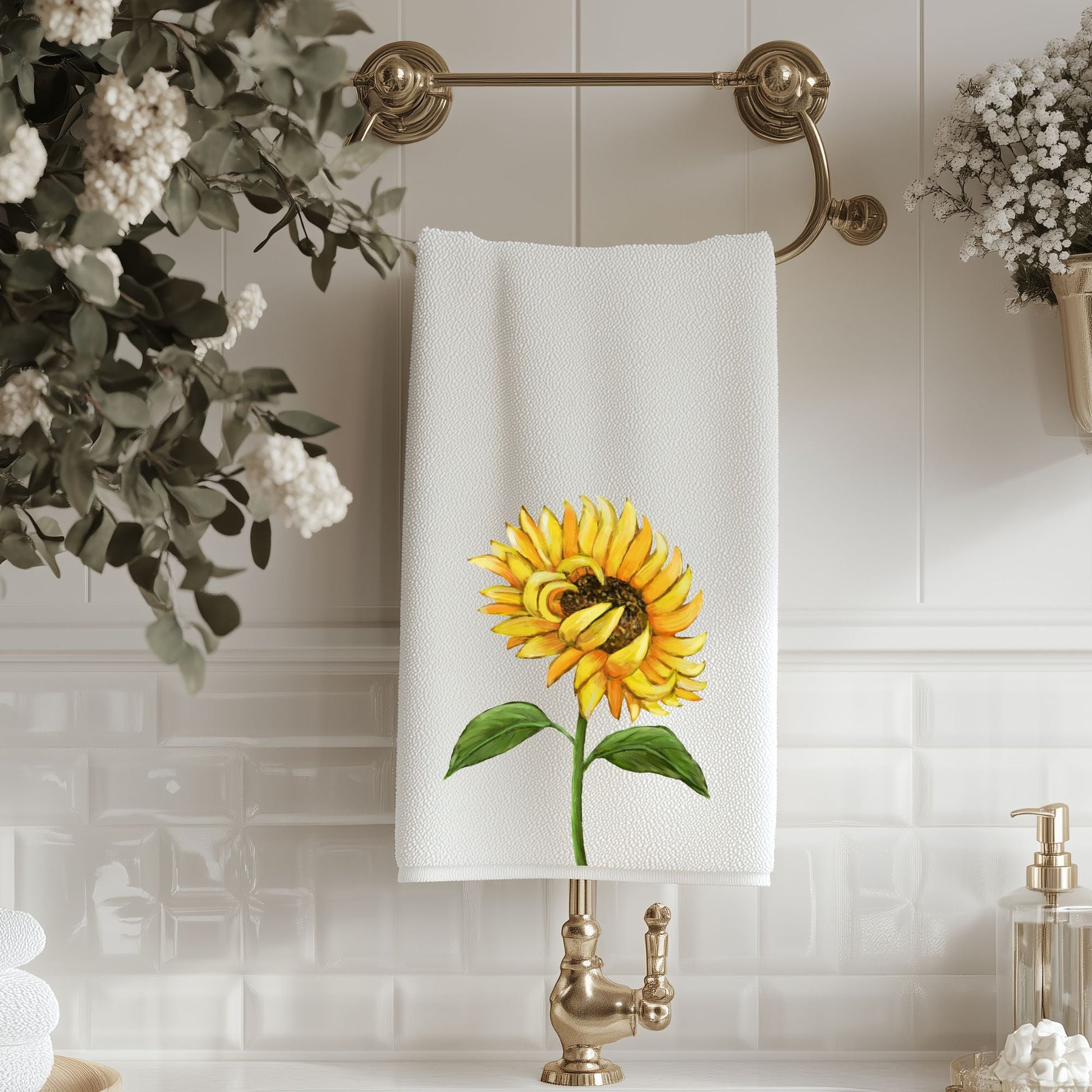 Sunflower Bathroom Towel - MerikaArt