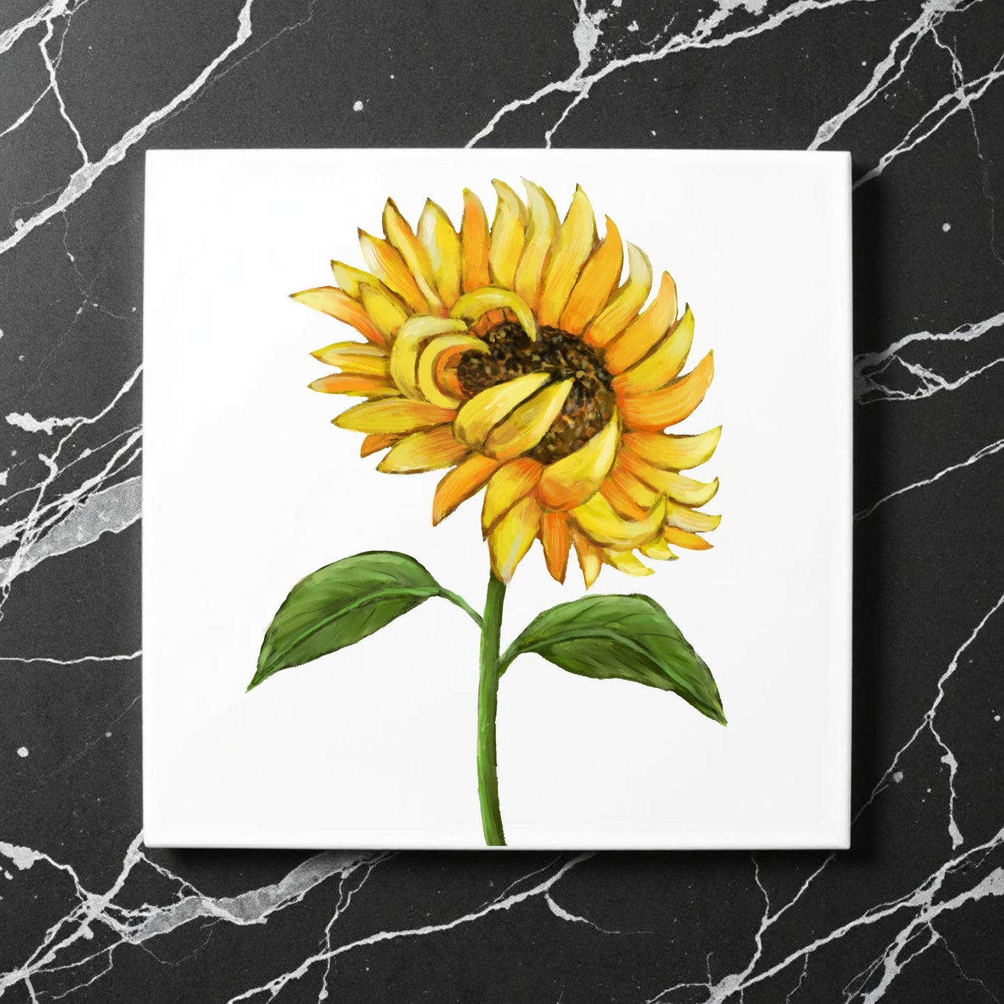 Sunflower Ceramic Tile - MerikaArt