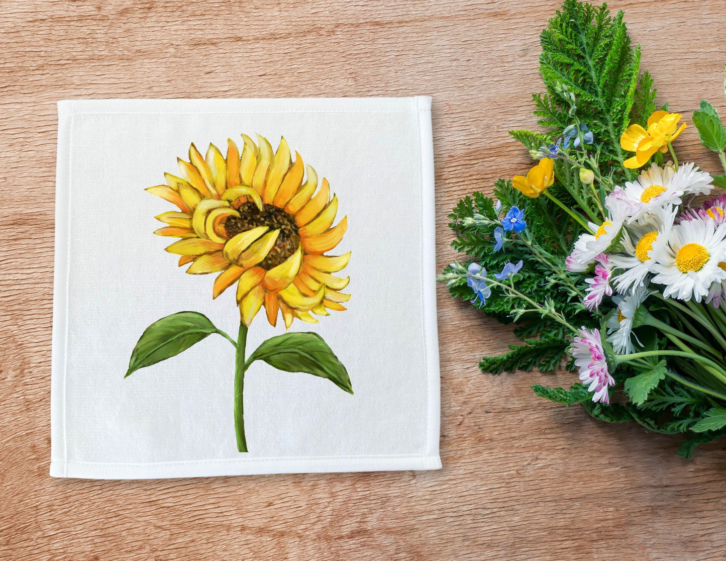 Sunflower Washcloth - MerikaArt