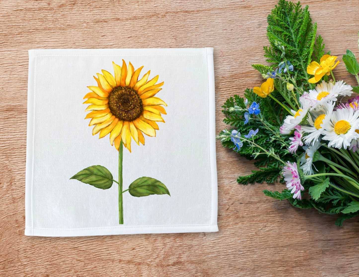 Sunflower Washcloth - MerikaArt