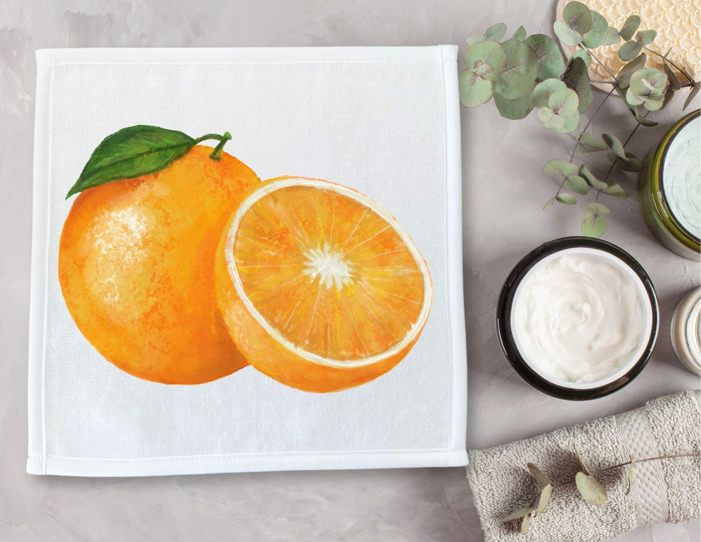 Sunny Orange Washcloth - MerikaArt