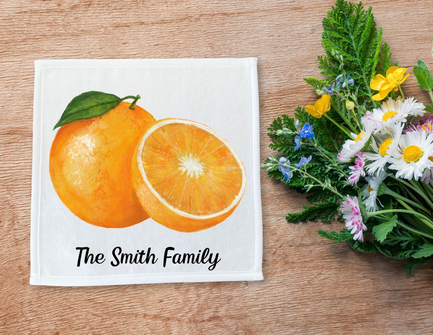 Sunny Orange Washcloth - MerikaArt