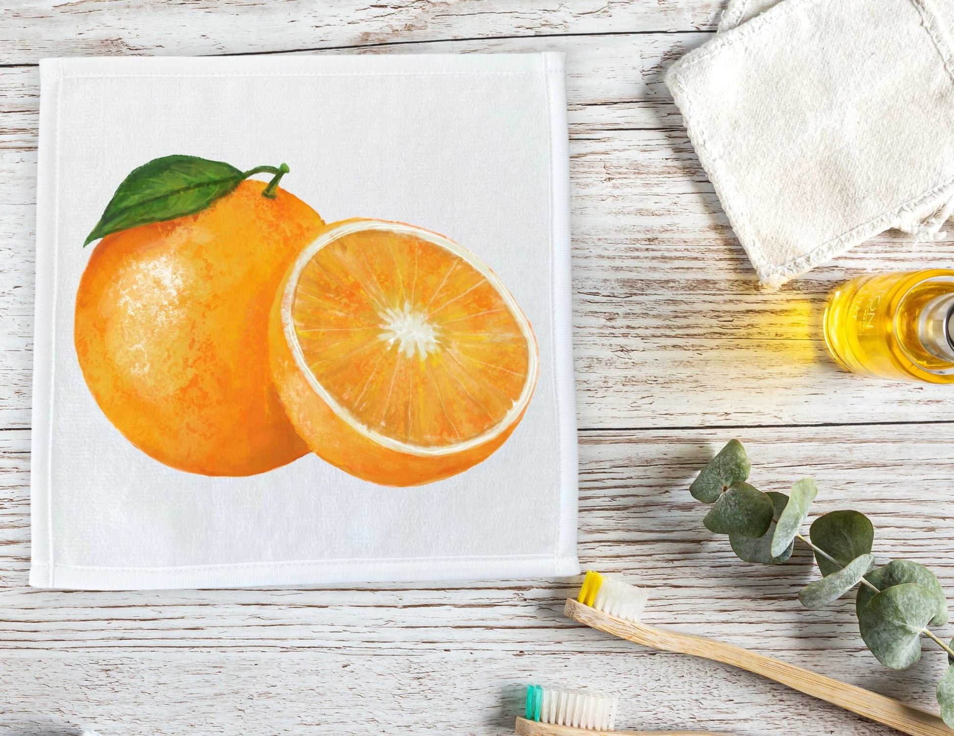 Sunny Orange Washcloth - MerikaArt