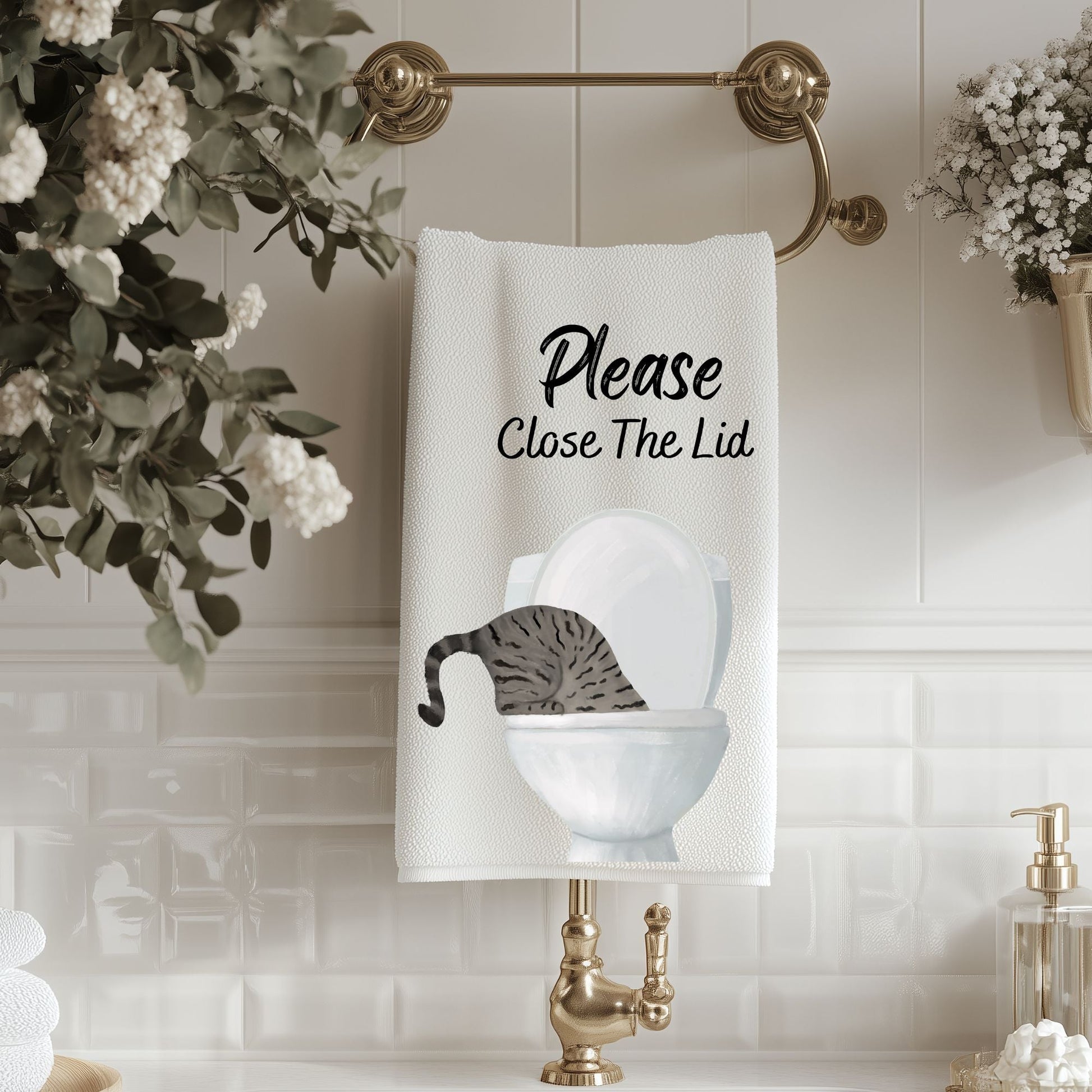 Tabby Cat Bathroom Towel - MerikaArt