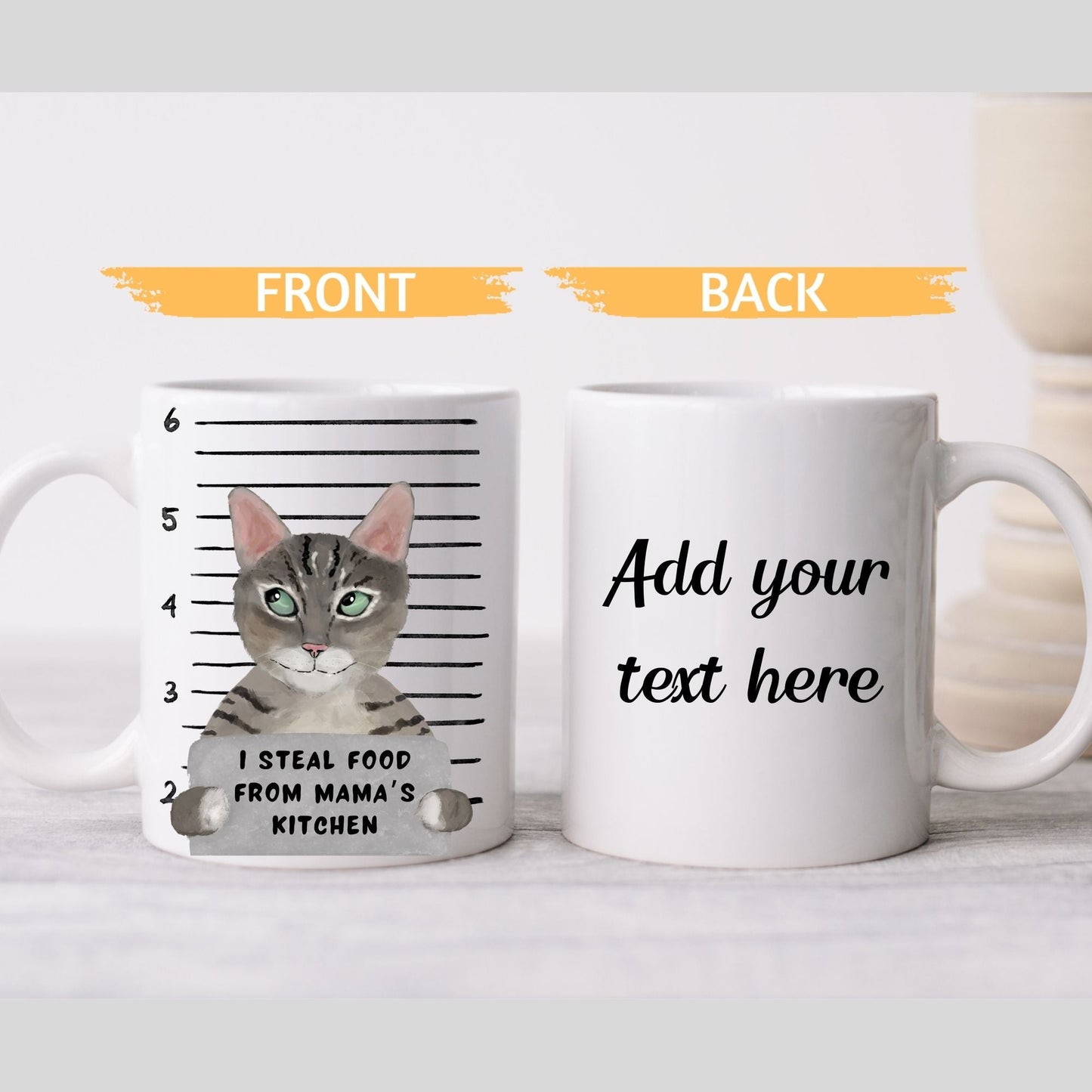 Tabby Cat Mugshot Mug - MerikaArt