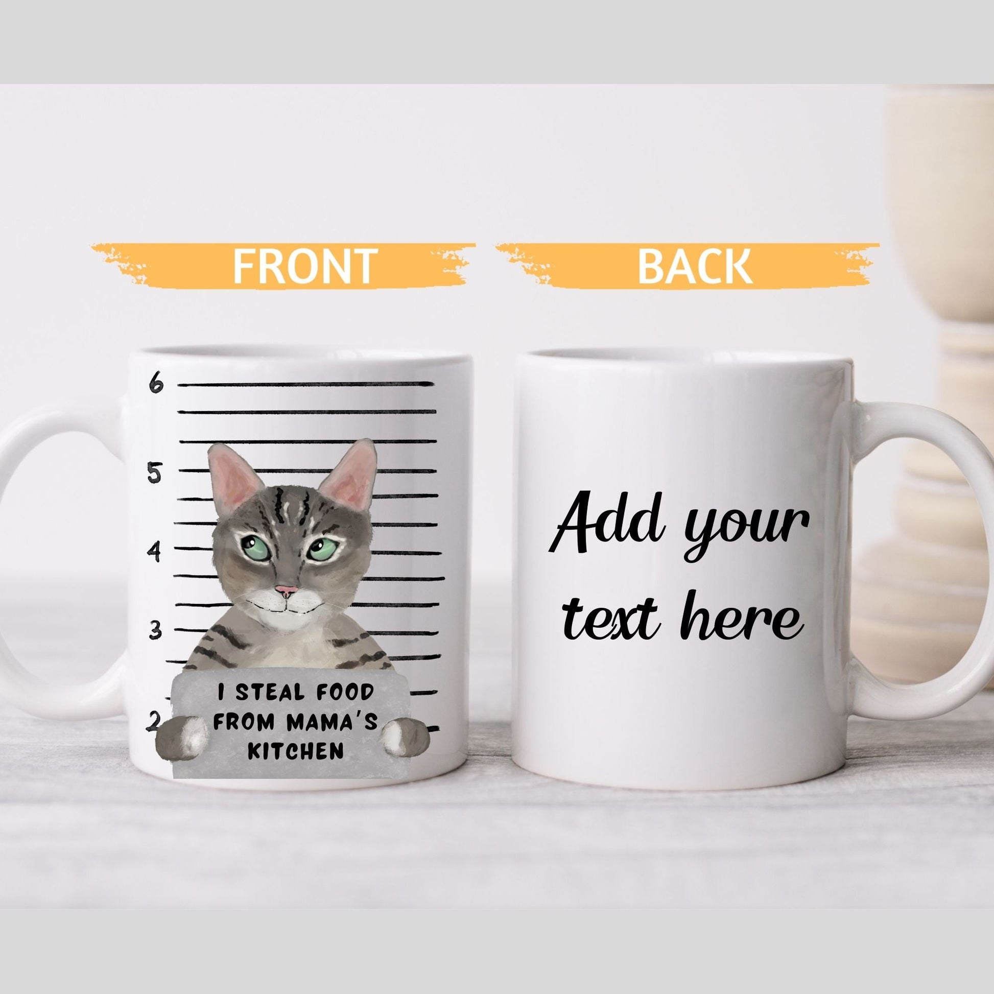 Tabby Cat Mugshot Mug - MerikaArt