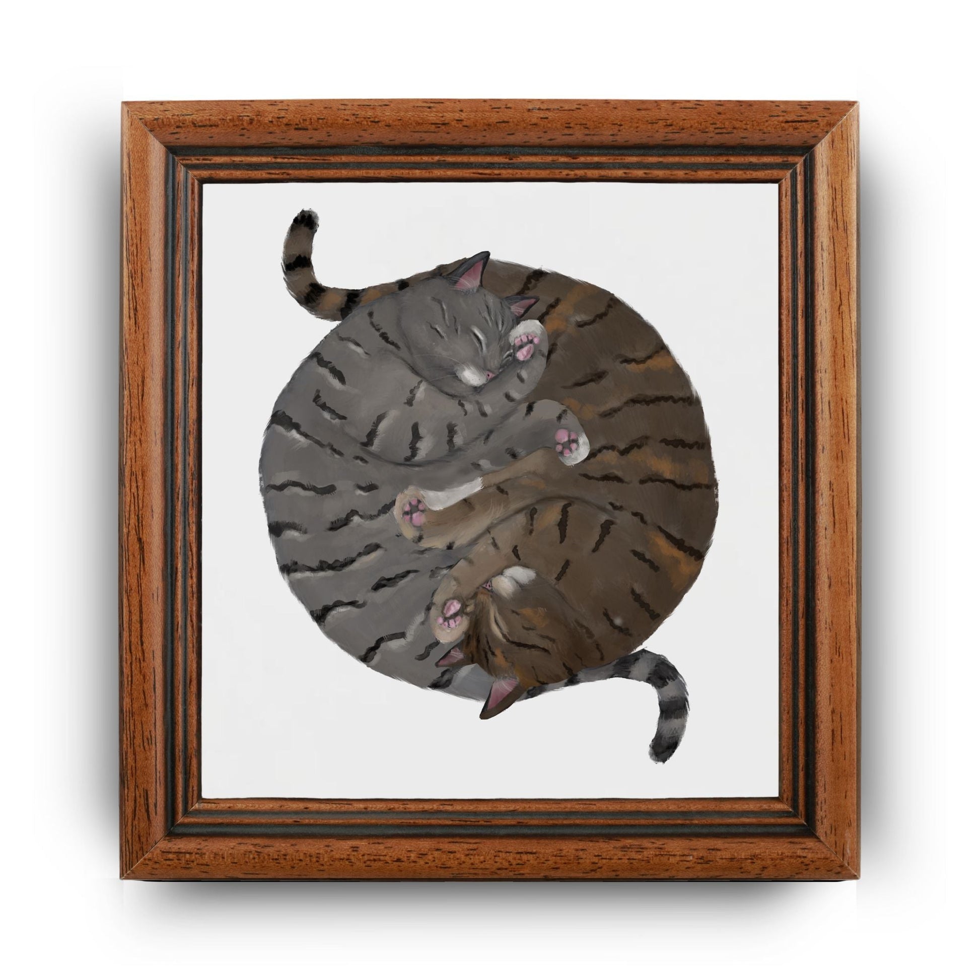 Tabby Cats Yin and Yang Ceramic Tile - MerikaArt