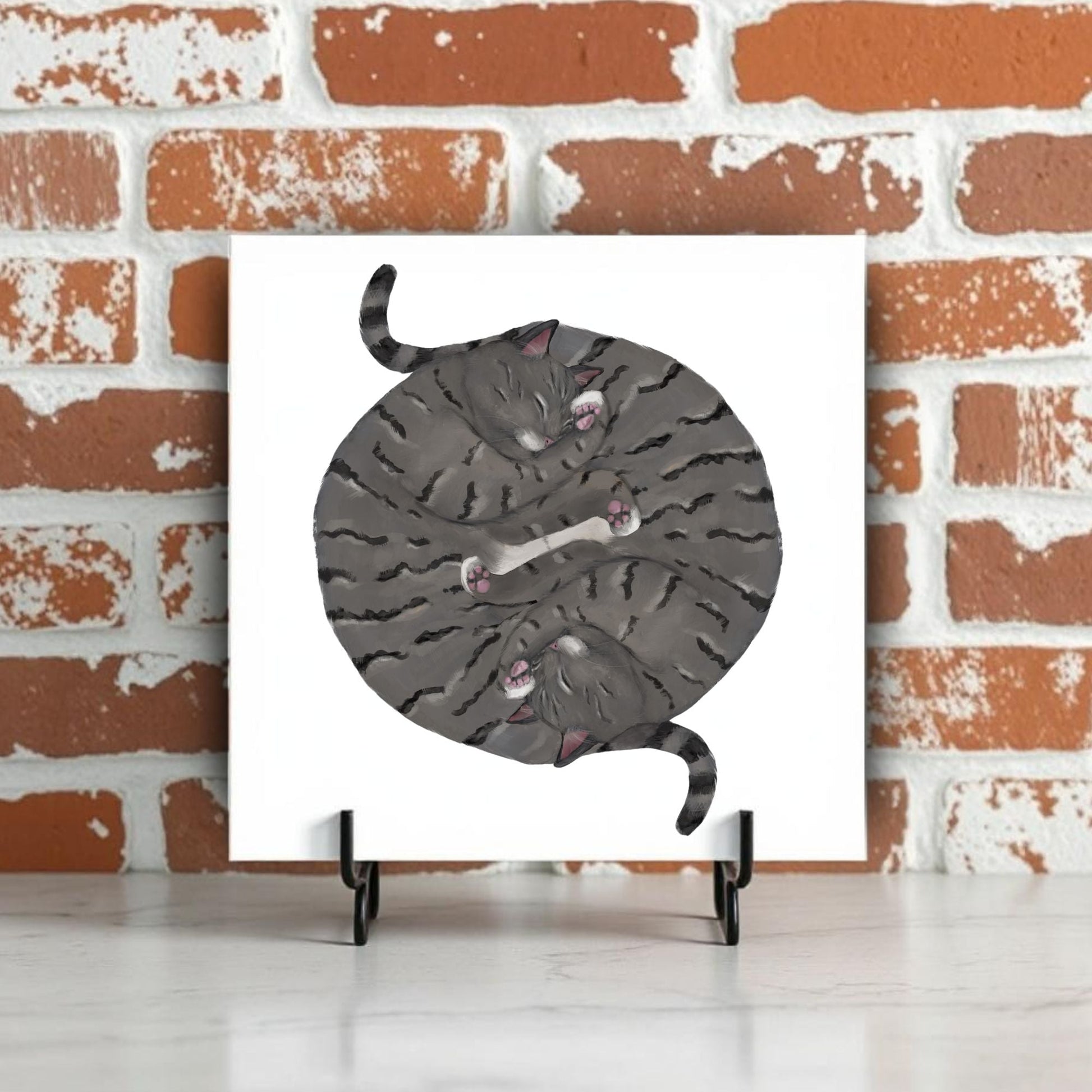 Tabby Yin and Yang Ceramic Tile - MerikaArt