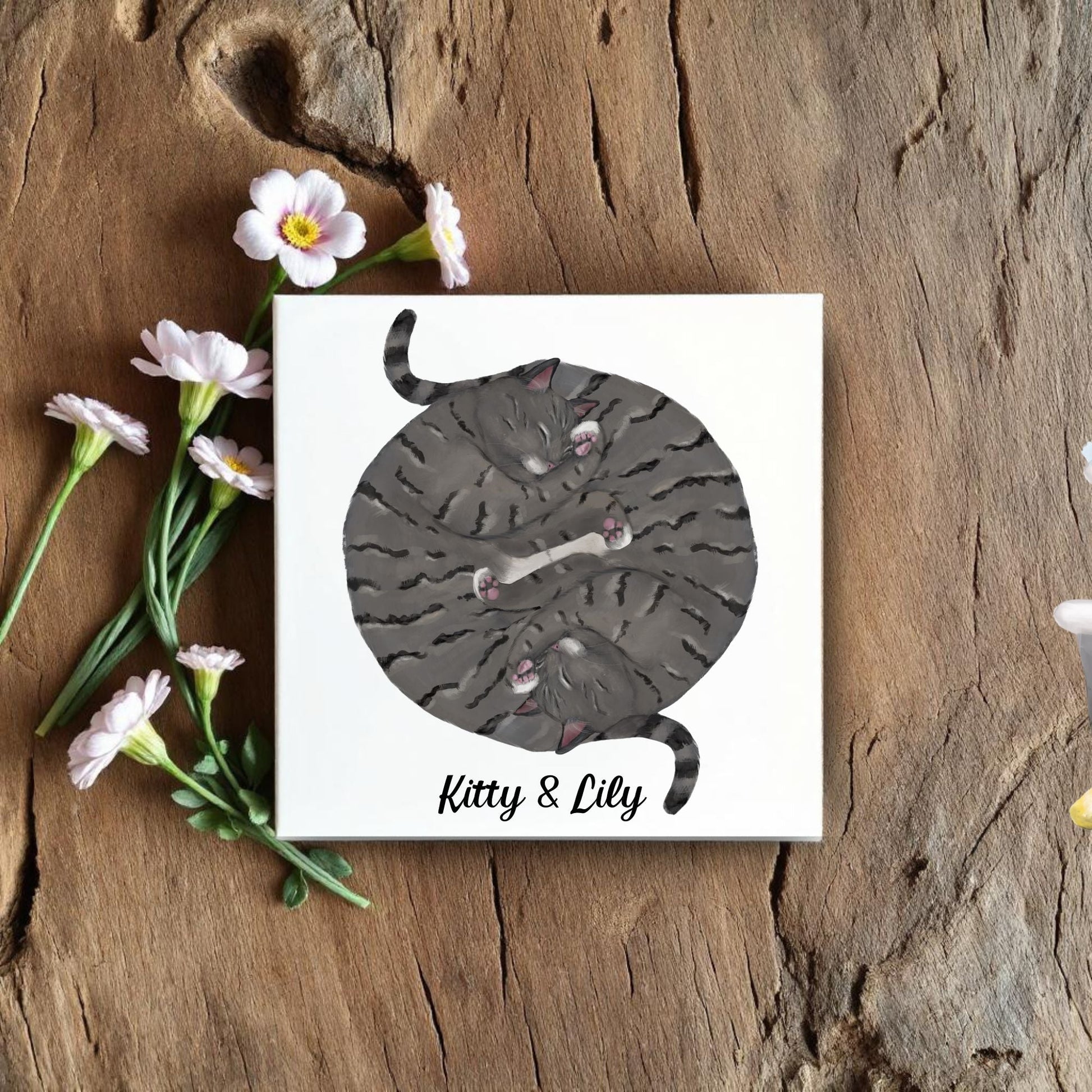 Tabby Yin and Yang Ceramic Tile - MerikaArt