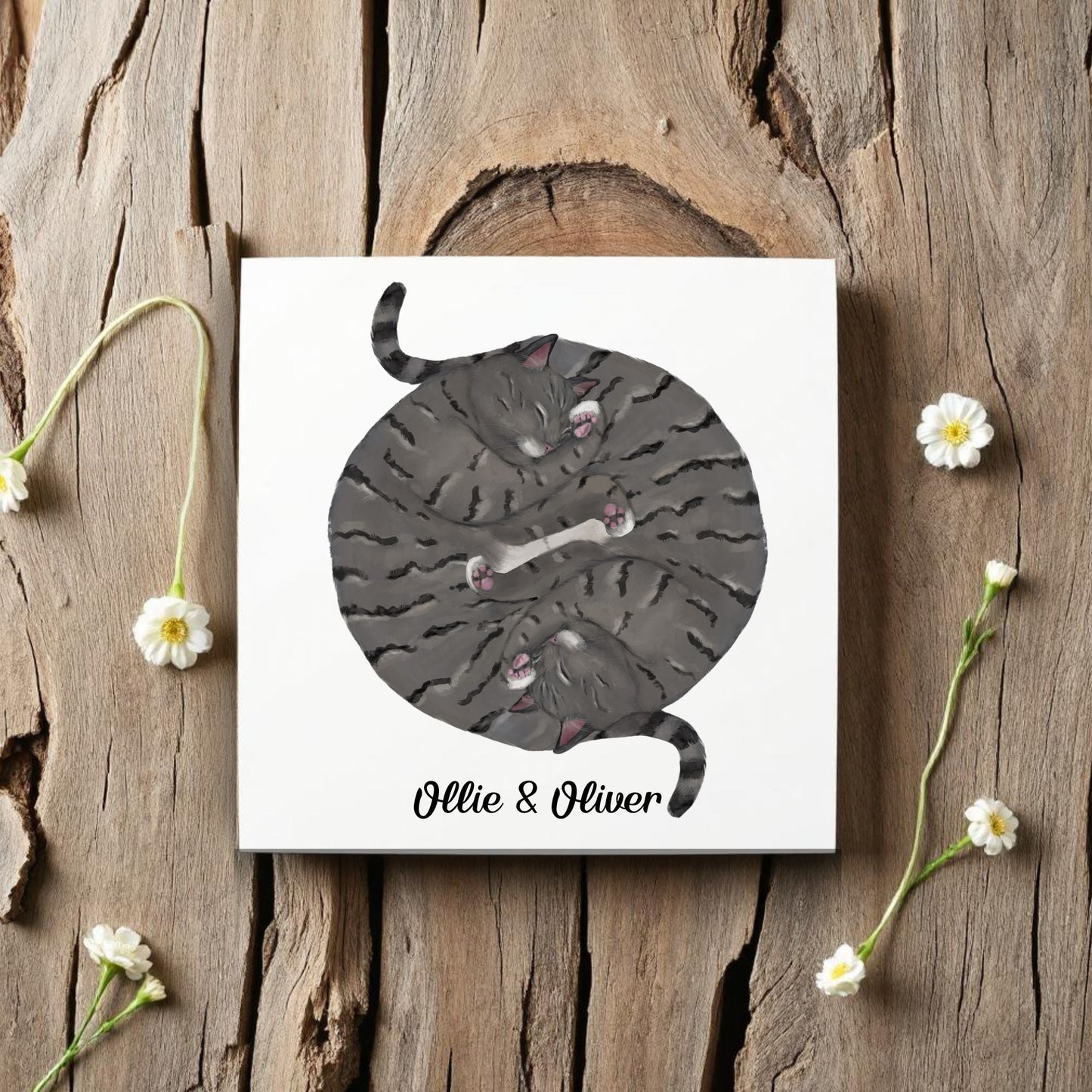 Tabby Yin and Yang Ceramic Tile - MerikaArt