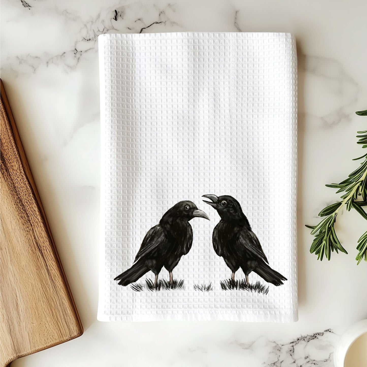 Talking Crows Kitchen Towel - MerikaArt