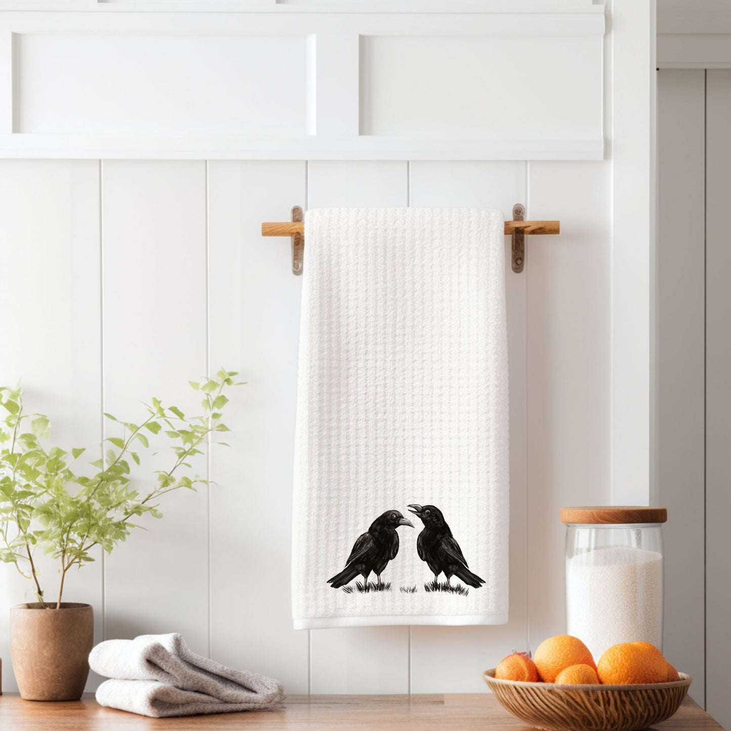 Talking Crows Kitchen Towel - MerikaArt