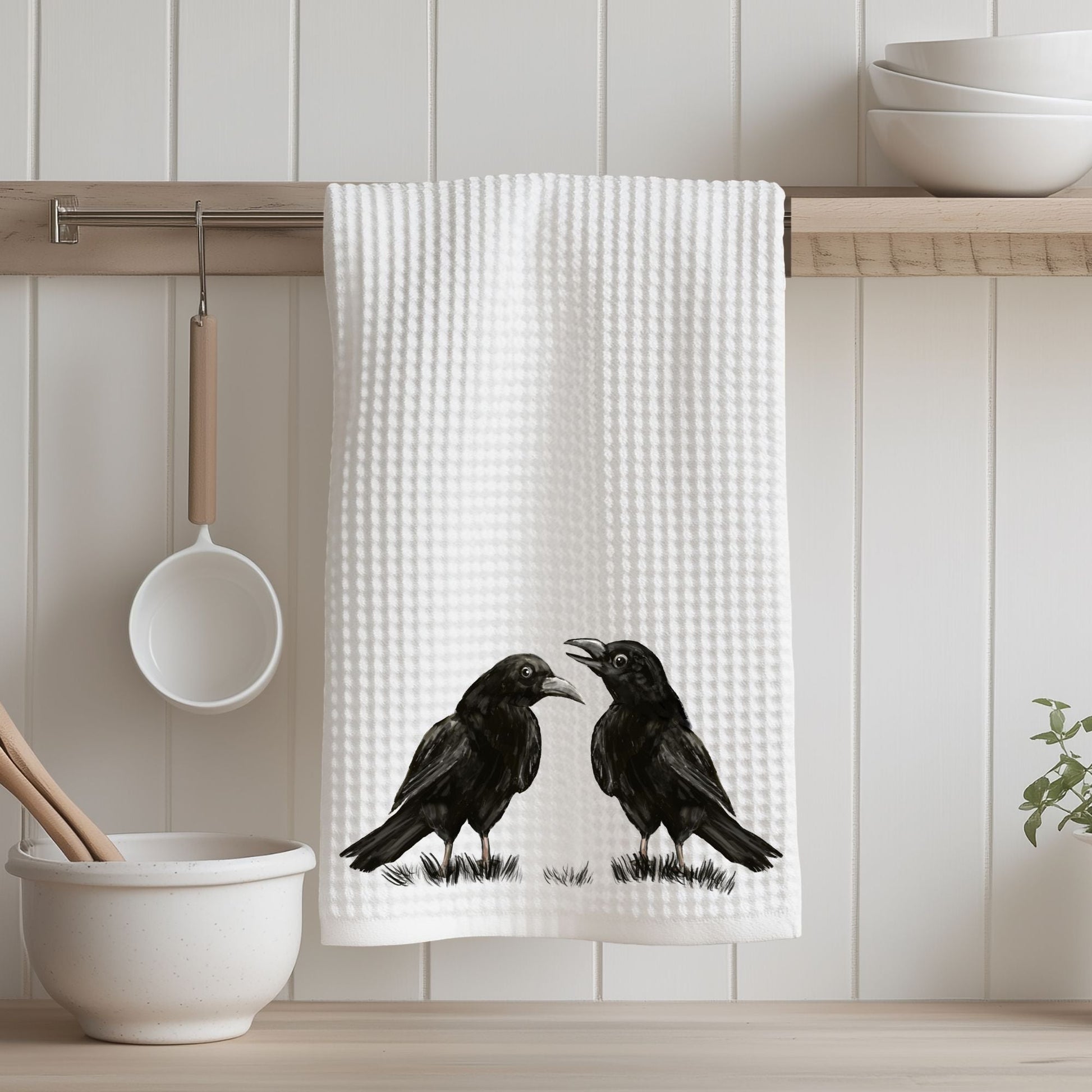 Talking Crows Kitchen Towel - MerikaArt