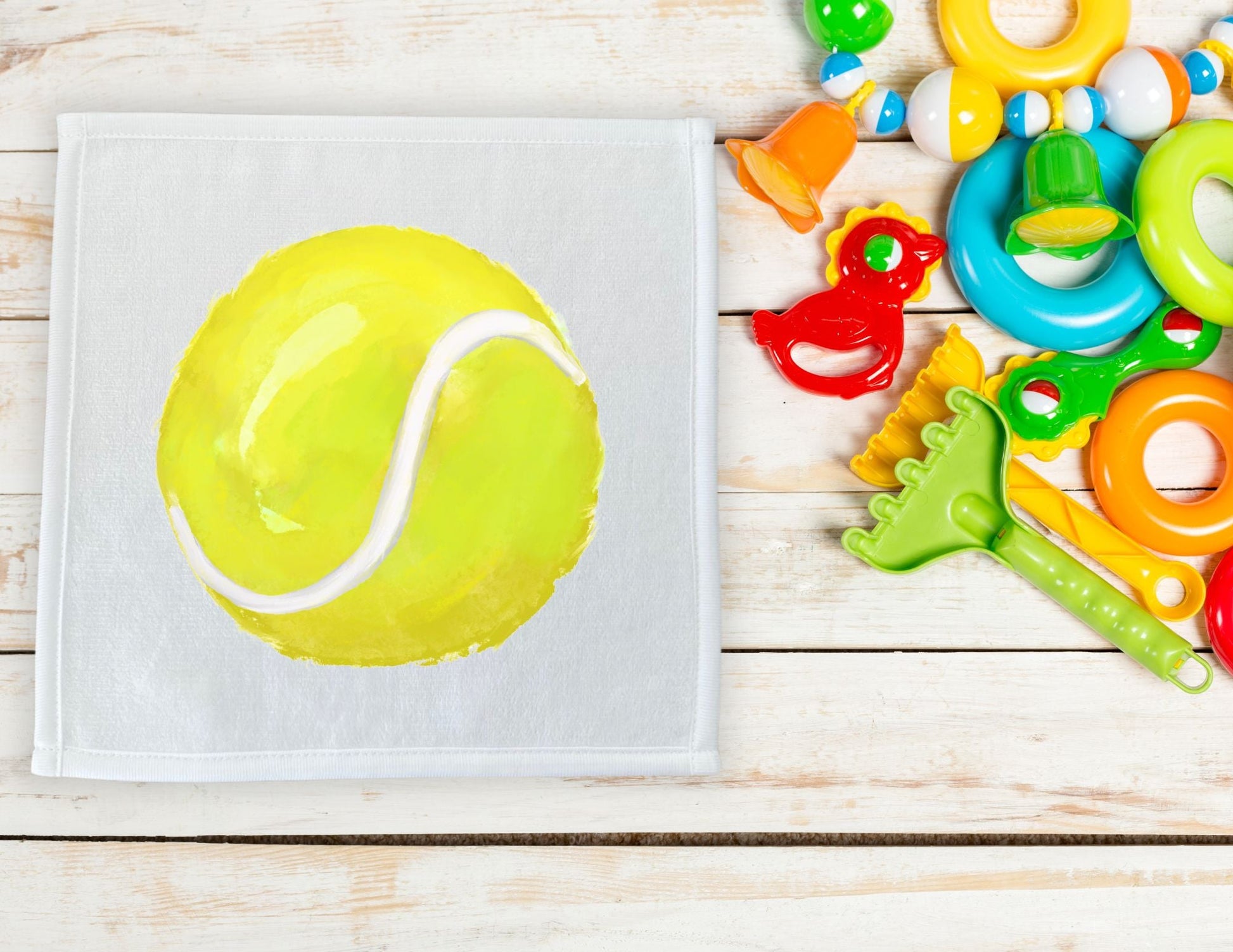 Tennis Ball Washcloth - Kids Bathroom Towel - MerikaArt