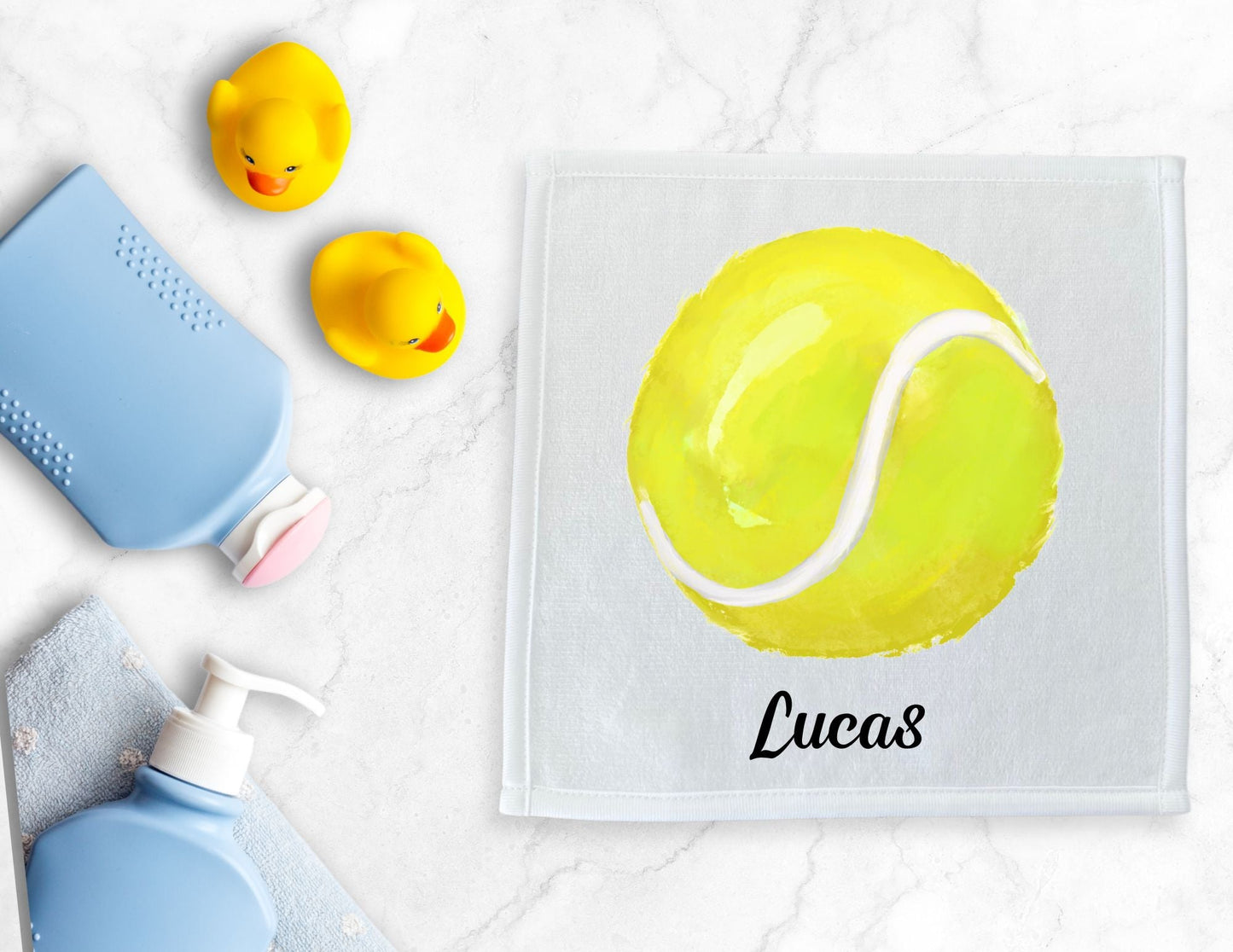 Tennis Ball Washcloth - Kids Bathroom Towel - MerikaArt