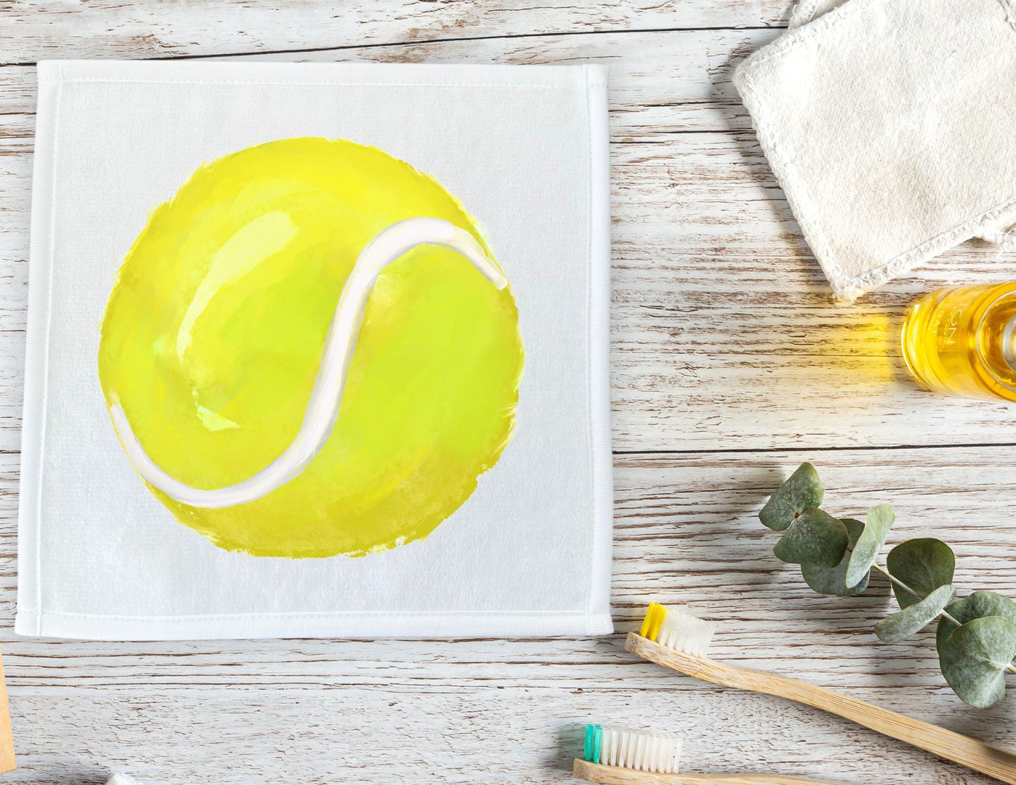 Tennis Ball Washcloth - Kids Bathroom Towel - MerikaArt