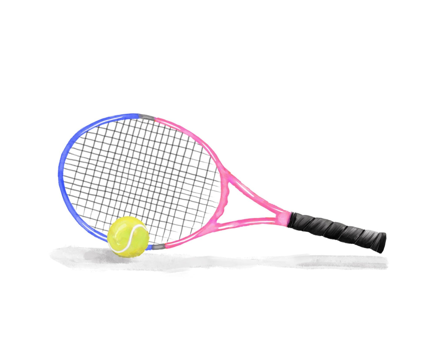 Tennis Racket Print, Sport Painting, Pink Racket Wall Art, Girls Room Print, Kids Wall Art, Nursery Decor, Sports Lover Drawing - MerikaArt