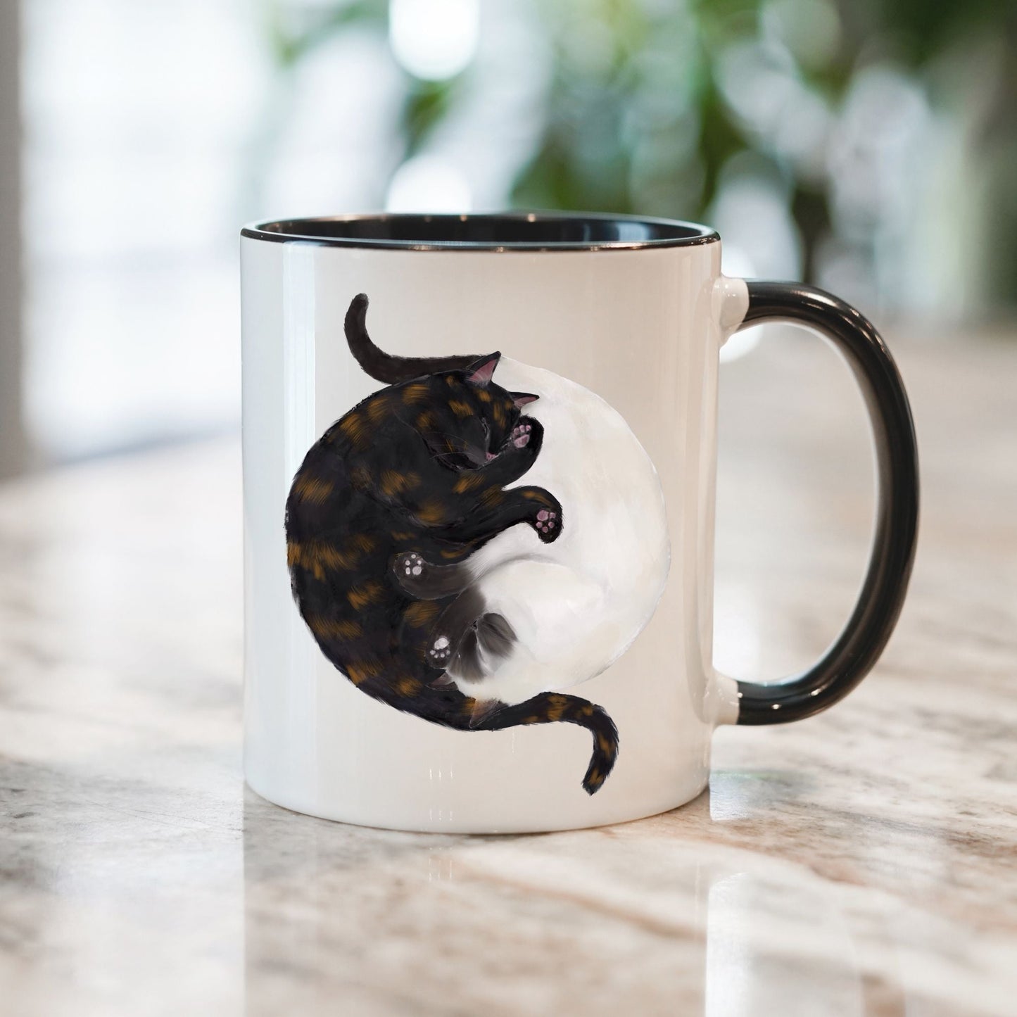 Tortoiseshell and Siamese Sleeping Cats Mug - MerikaArt