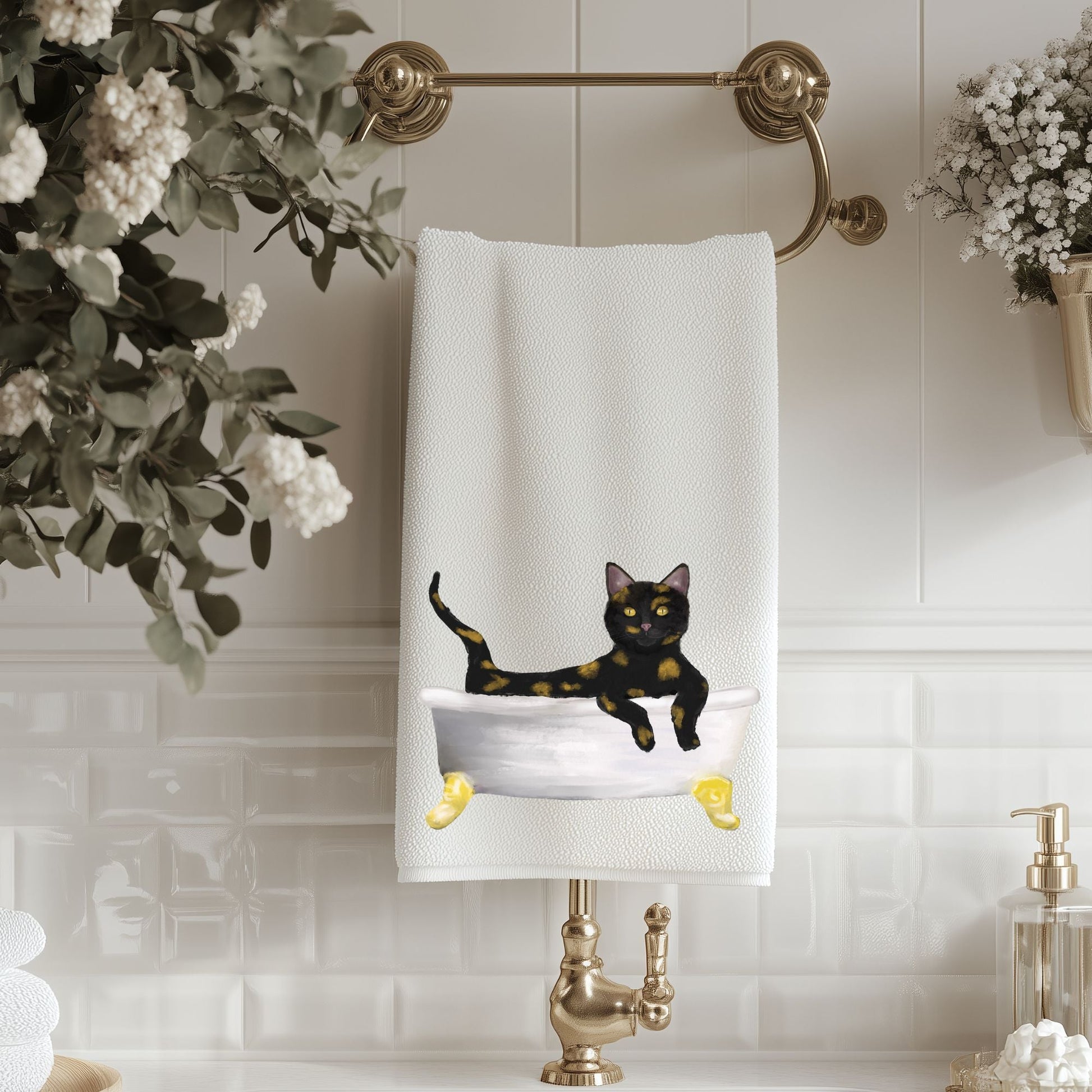 Tortoiseshell Cat Bath Towel - MerikaArt