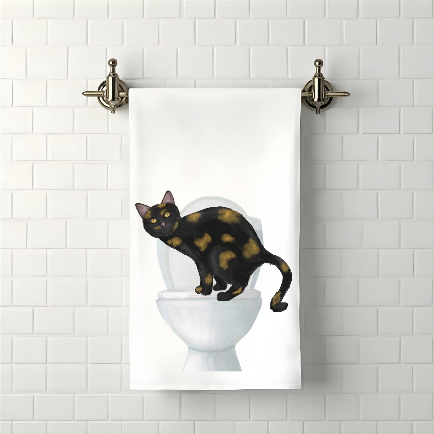 Tortoiseshell Cat Bathroom Towel - MerikaArt